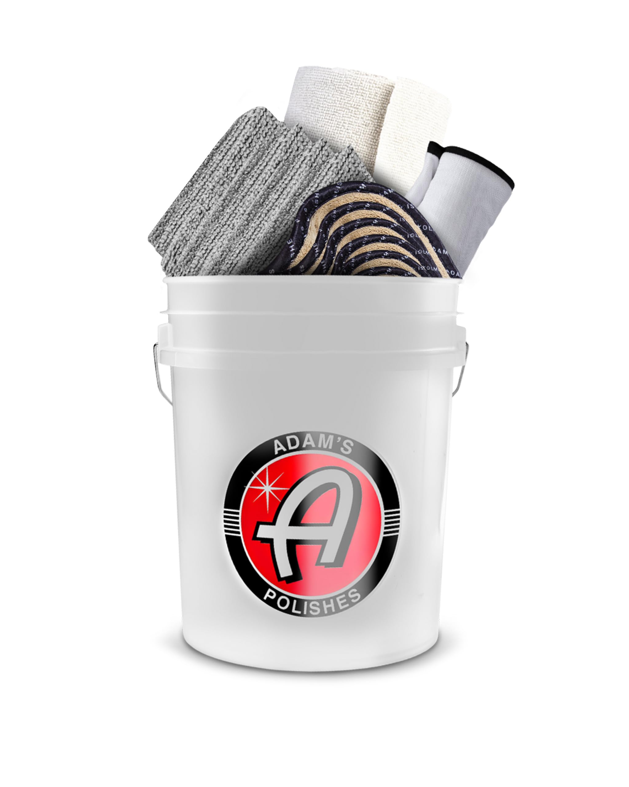 Adam's 5 Gallon Bucket-O-Towels (67pk) - Premium Microfiber Car Detailing Towels for Washing, Drying, Polishing, Car Wax, Ceramic Coating, Shop & Home Cleaning