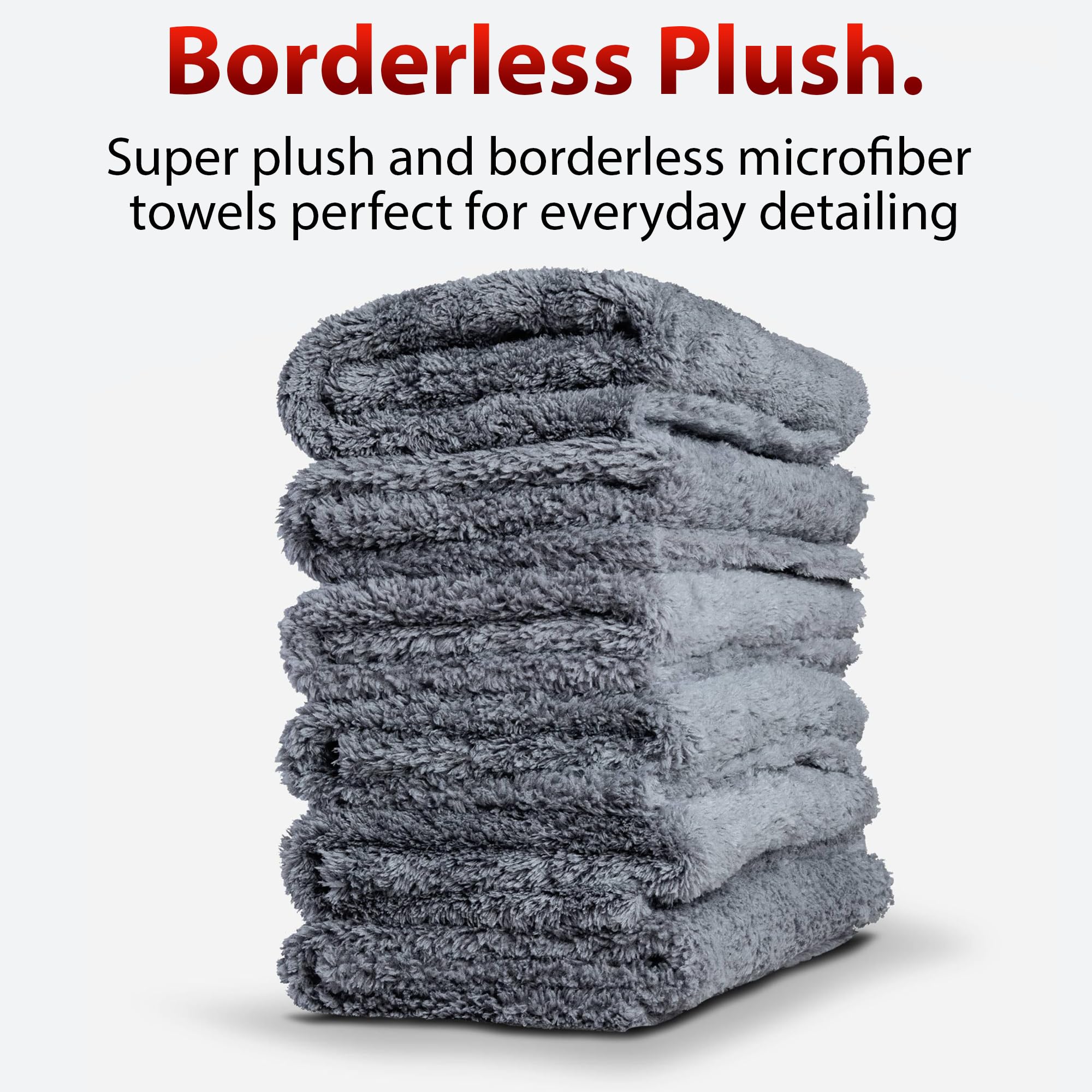 Adam's Borderless Grey Microfiber Towel (1pk) - Premium Ultra Soft Car Detailng Towel Cloths, 480gsm - Safe for Car Wash, Home Cleaning & Pet Drying Cloths (16 Inch x 16 Inch) - Image 2