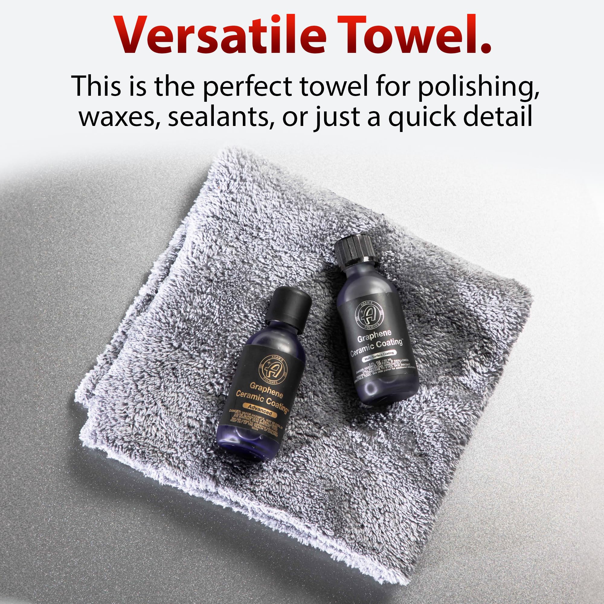 Adam's Borderless Grey Microfiber Towel (1pk) - Premium Ultra Soft Car Detailng Towel Cloths, 480gsm - Safe for Car Wash, Home Cleaning & Pet Drying Cloths (16 Inch x 16 Inch) - Image 4