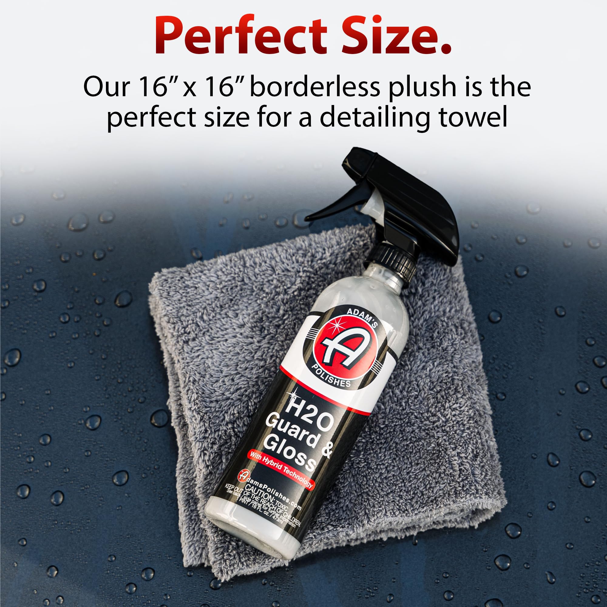 Adam's Borderless Grey Microfiber Towel (1pk) - Premium Ultra Soft Car Detailng Towel Cloths, 480gsm - Safe for Car Wash, Home Cleaning & Pet Drying Cloths (16 Inch x 16 Inch) - Image 5