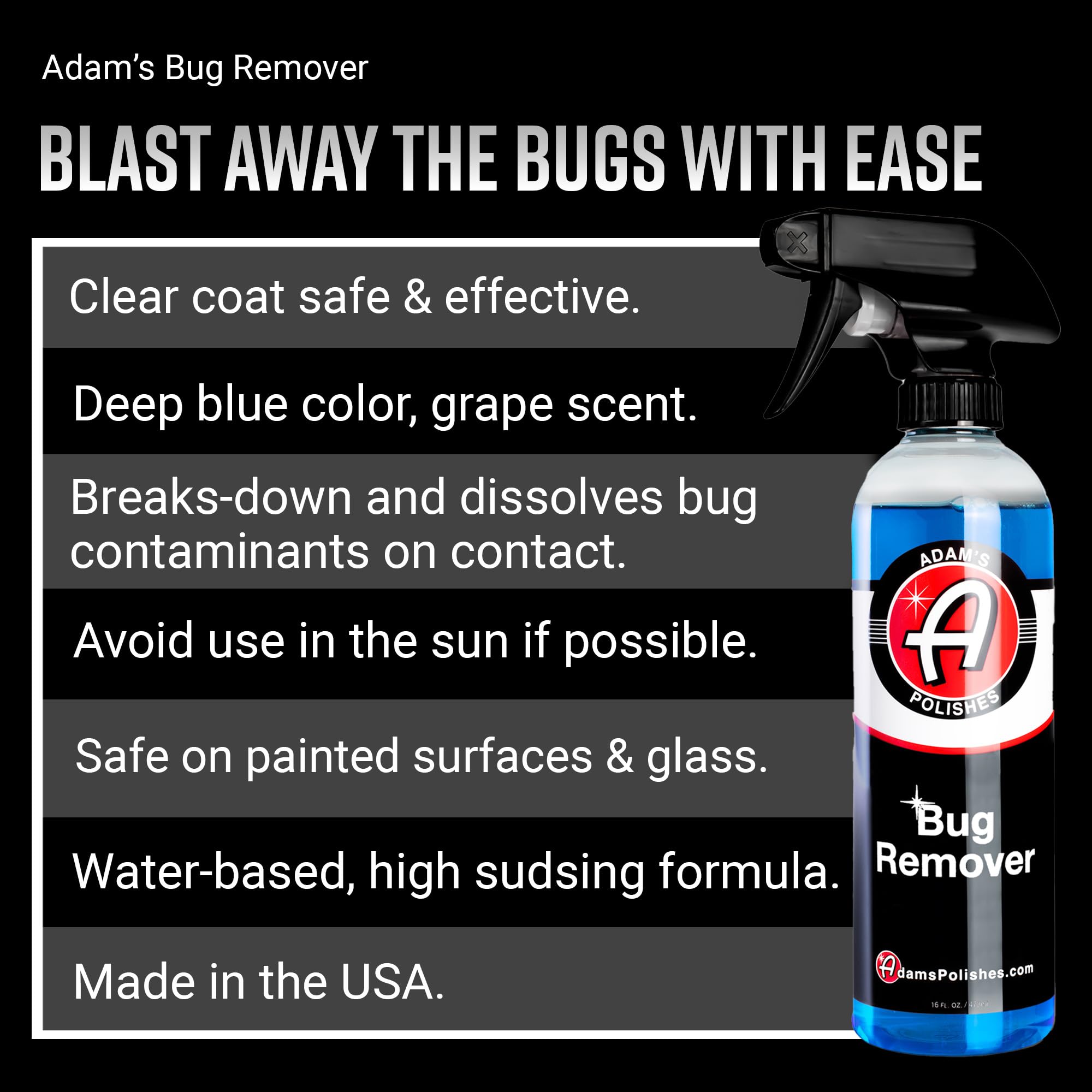 Adam's Bug Remover Gallon - Effectively Remove Contaminants From Car Paint, Windows or Bumper Parts & Accessories After Travel Road Trip - Spray During Car Wash or Dry - Dissolves On Contact - Image 2