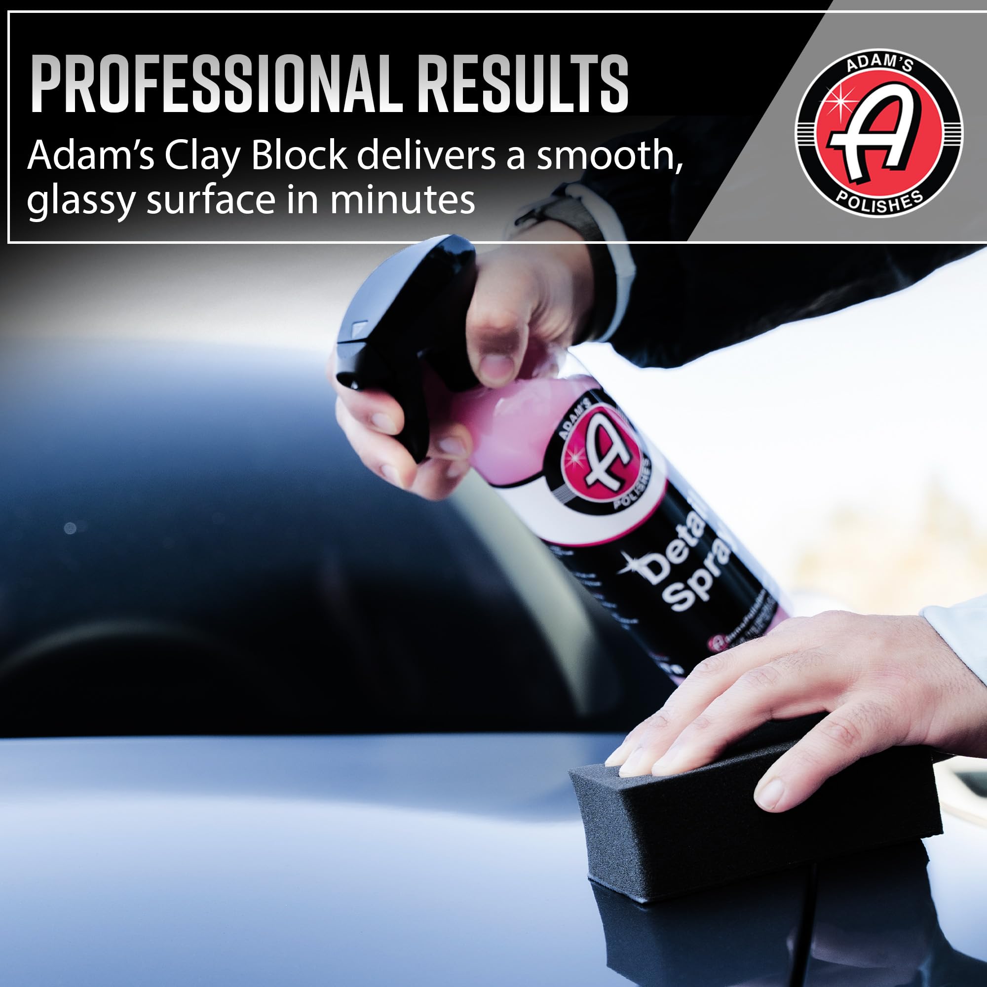 Adam's Polishes Detail Spray & Clay Block Kit- Reusable Hybrid Clay Bar Sponge that Removes Embedded Residues Like Brake Dust, Paint Overspray, & Industrial Fallout from Your Car, Truck, Van, or RV - Image 2