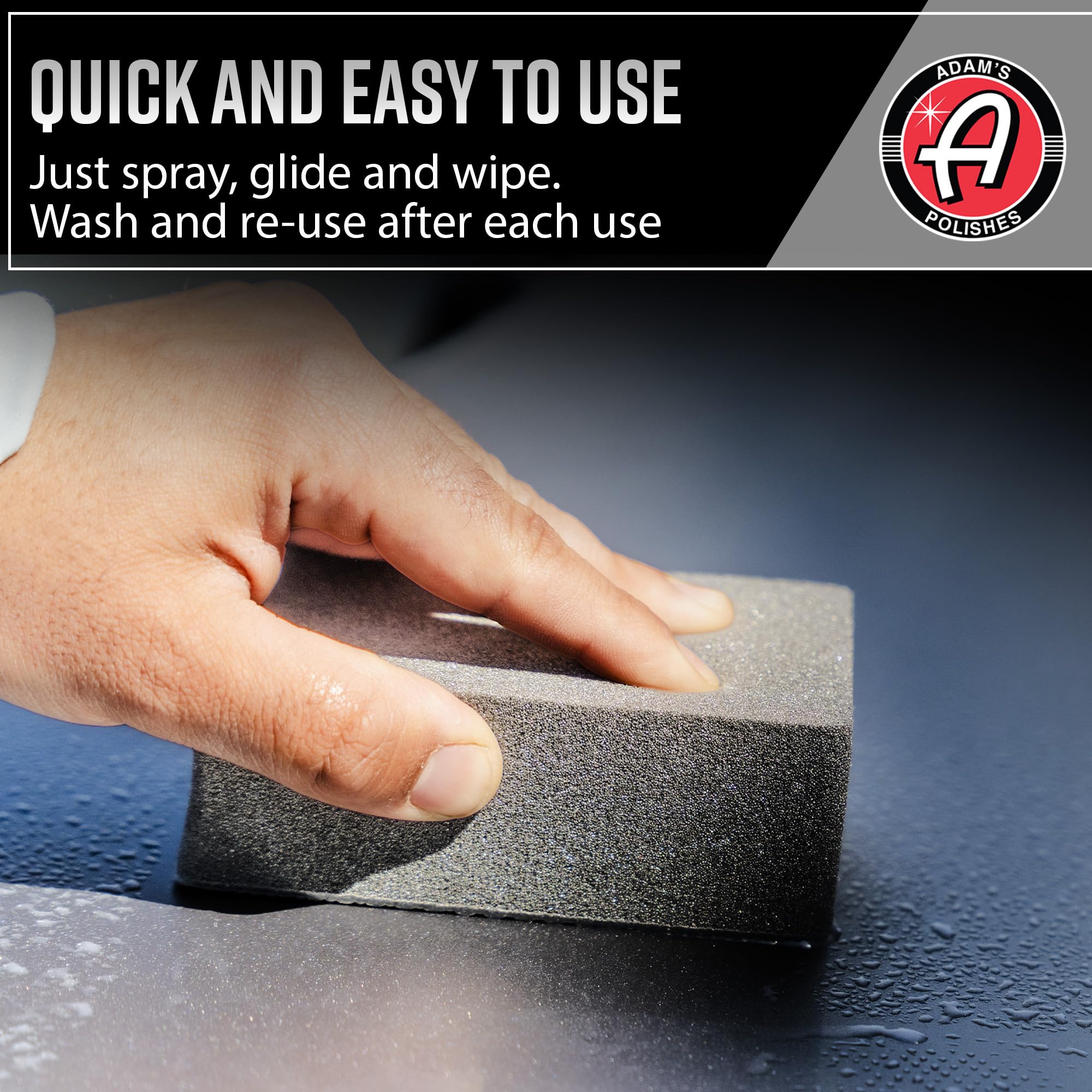 Adam's Polishes Detail Spray & Clay Block Kit- Reusable Hybrid Clay Bar Sponge that Removes Embedded Residues Like Brake Dust, Paint Overspray, & Industrial Fallout from Your Car, Truck, Van, or RV - Image 3