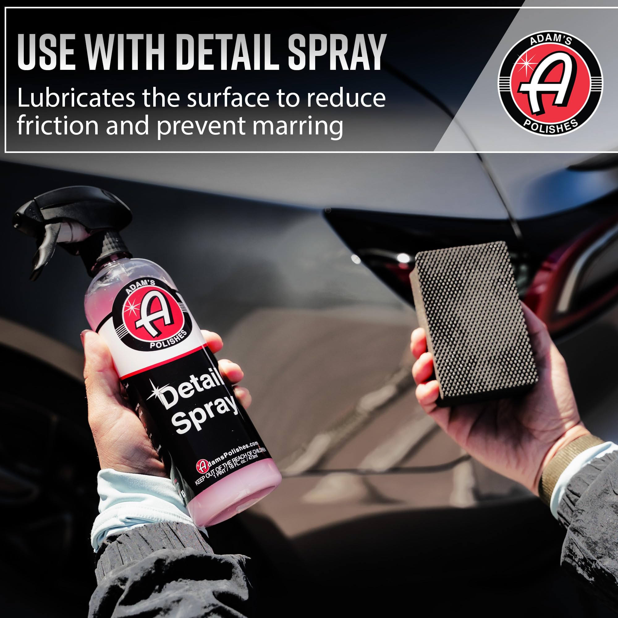 Adam's Polishes Detail Spray & Clay Block Kit- Reusable Hybrid Clay Bar Sponge that Removes Embedded Residues Like Brake Dust, Paint Overspray, & Industrial Fallout from Your Car, Truck, Van, or RV - Image 4