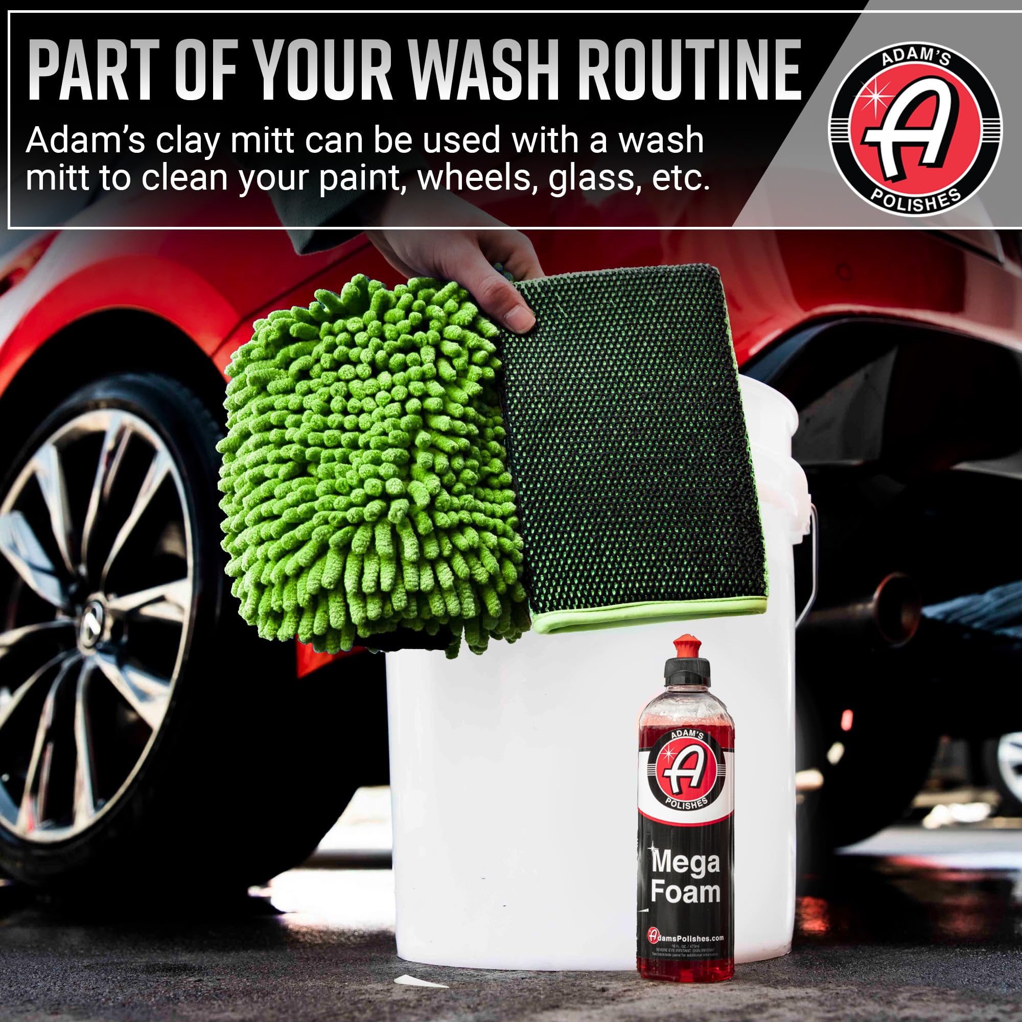 Adam's Clay Mitt Kit (Green) - Car Detailing Clay Bar Kit W/Detail Spray Lubricant for Auto Detail Paint Decon - Quickly Removes Debris from Your Vehicle Exterior Paint, Glass, Wheels, Chrome & More - Image 6