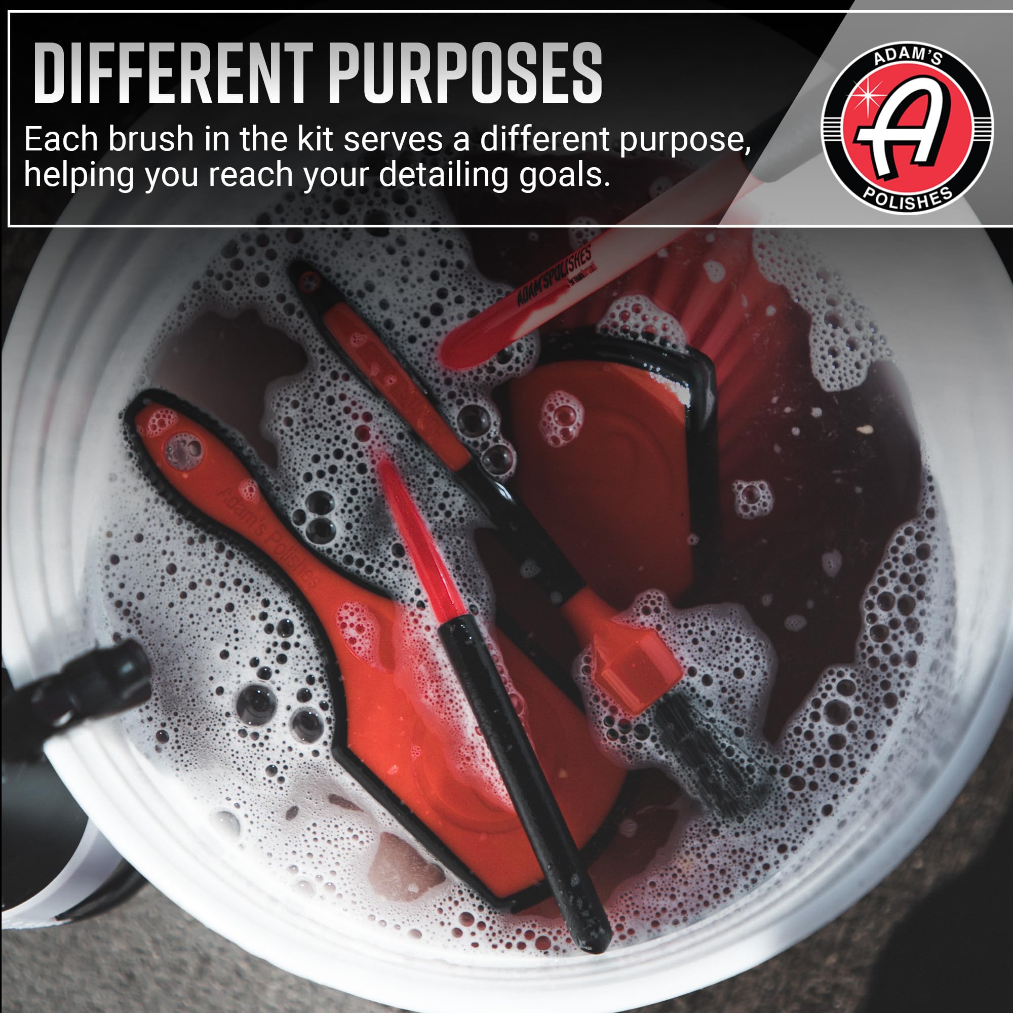 Adam's Complete Wheel & Tire Brush Kit (5-Item) - Includes Wheel Brush, Tire Brush, Barrel Brush, Lug Nut Brush & Fender Brush for Complete Wheel & Tire Auto Detailing - Image 3