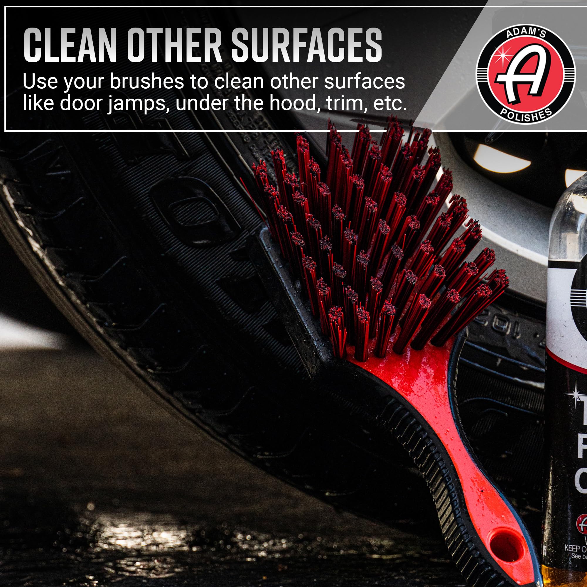 Adam's Complete Wheel & Tire Brush Kit (5-Item) - Includes Wheel Brush, Tire Brush, Barrel Brush, Lug Nut Brush & Fender Brush for Complete Wheel & Tire Auto Detailing - Image 5