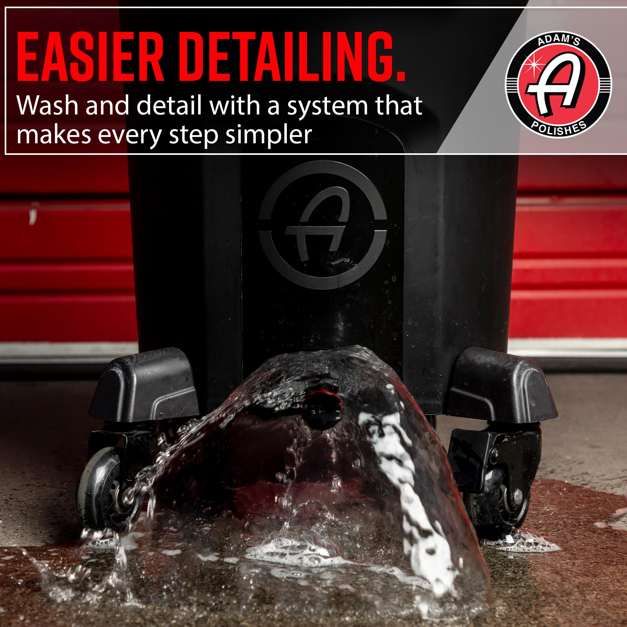Adam's Double Complete Premium Detailing Bucket - Car Wash Bucket with Grit Guard, Seat Pad, Organization Rack, Drain Plug, 2 Locking Wheels | Innovative Detail 5 Gallon Bucket Kit System - Image 4