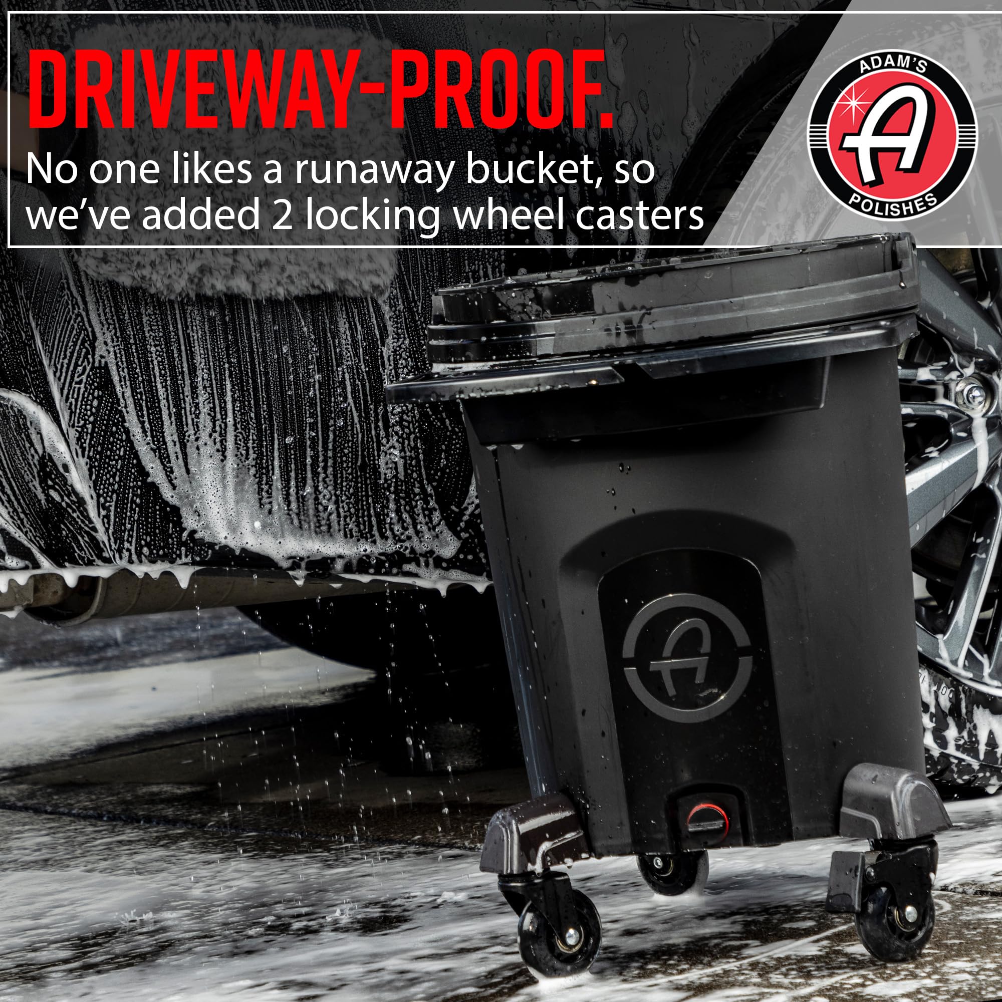 Adam's Double Complete Premium Detailing Bucket - Car Wash Bucket with Grit Guard, Seat Pad, Organization Rack, Drain Plug, 2 Locking Wheels | Innovative Detail 5 Gallon Bucket Kit System - Image 5