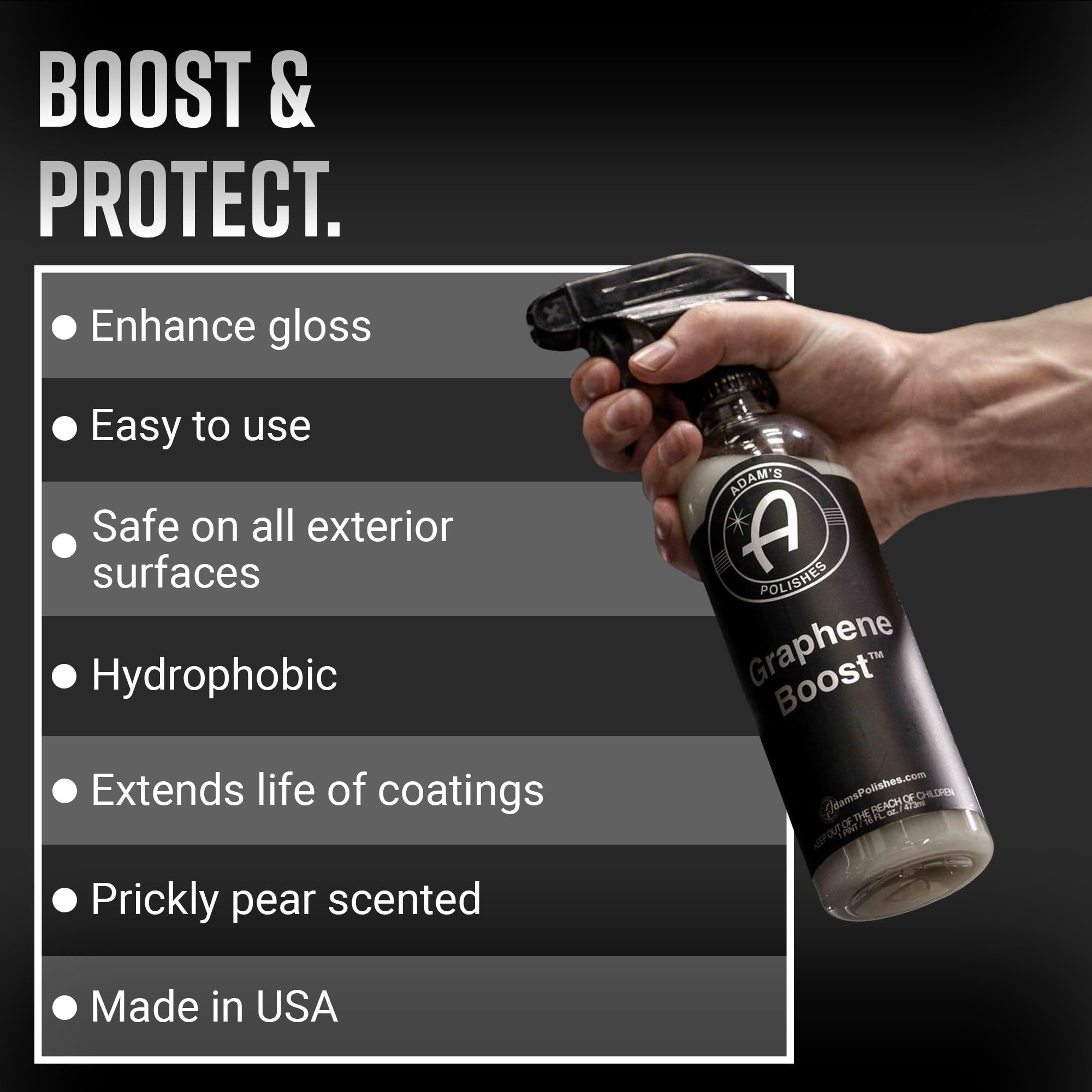 Adam's Graphene Boost - Graphene Ceramic Coating Spray For Car Detailing | Adds Protection & Extends The Life Of Top Coat Ceramics | Maintenance Spray On Wipe Off | Car Boat RV Motorcycle - Image 2
