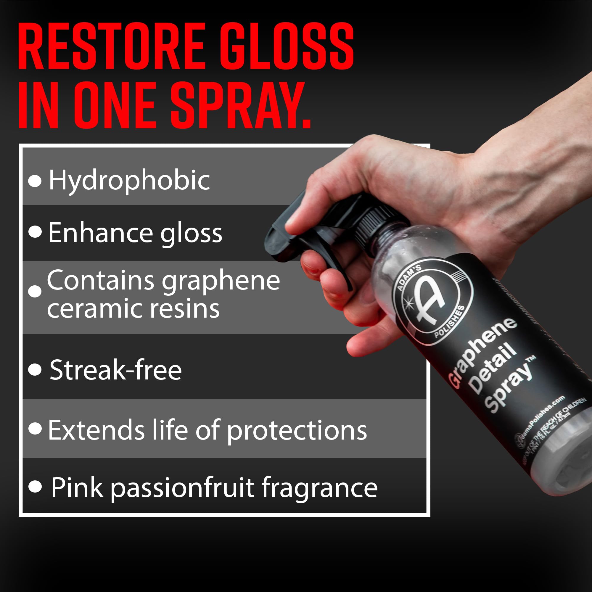 Adam’s Graphene Detail Spray Refill Kit - Extends Protection of Waxes, Sealants, & Coatings | Quick, Waterless Detailer For Car Detailing | Clay Bar, Drying Aid, Add Shine Gloss Ceramic Protection - Image 2