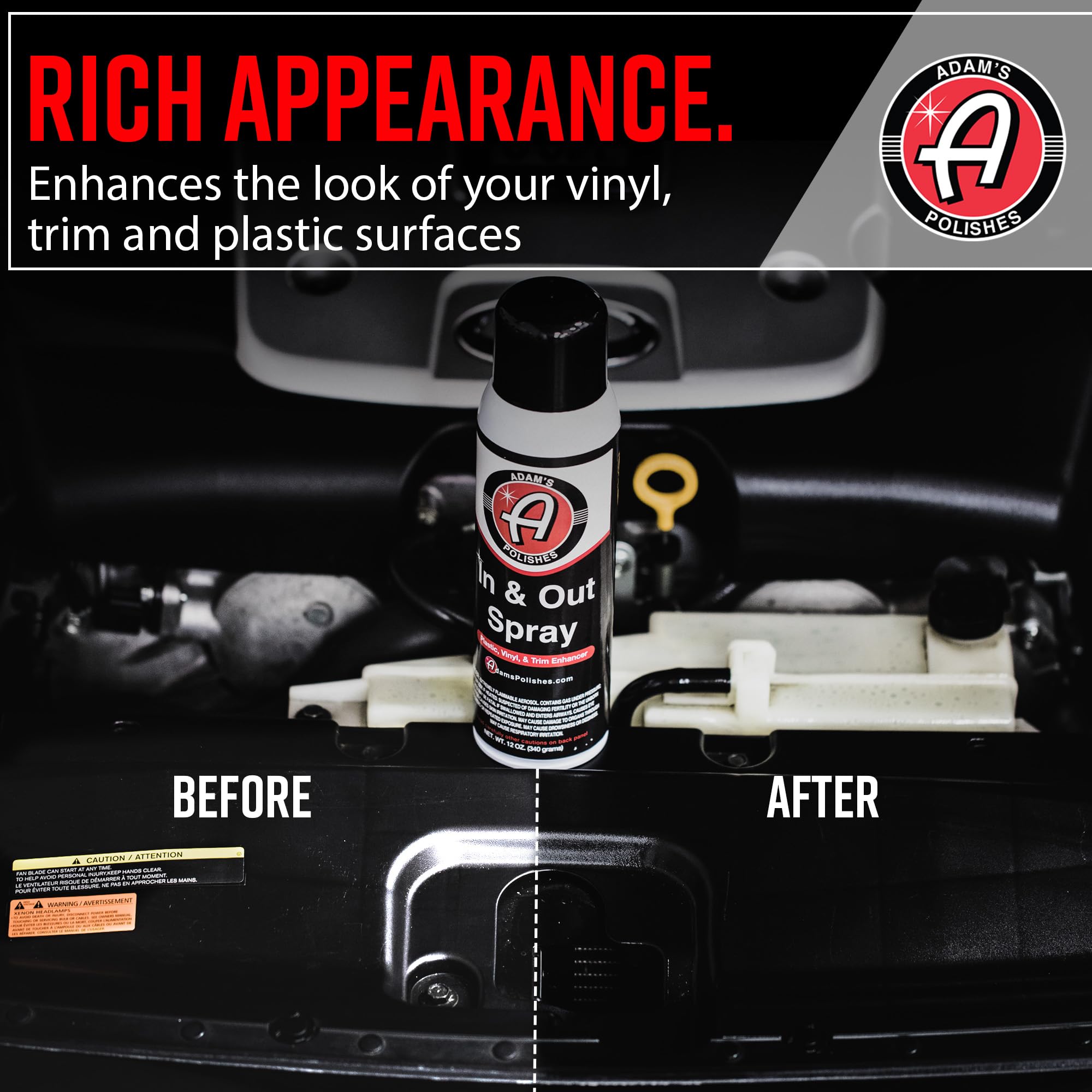 Adam's in & Out Spray (3 Pack) - Interior & Exterior Car Detail Spray for Plastics, Rubber & Vinyl, Fast Coverage, Streak-Free Finish - Image 4