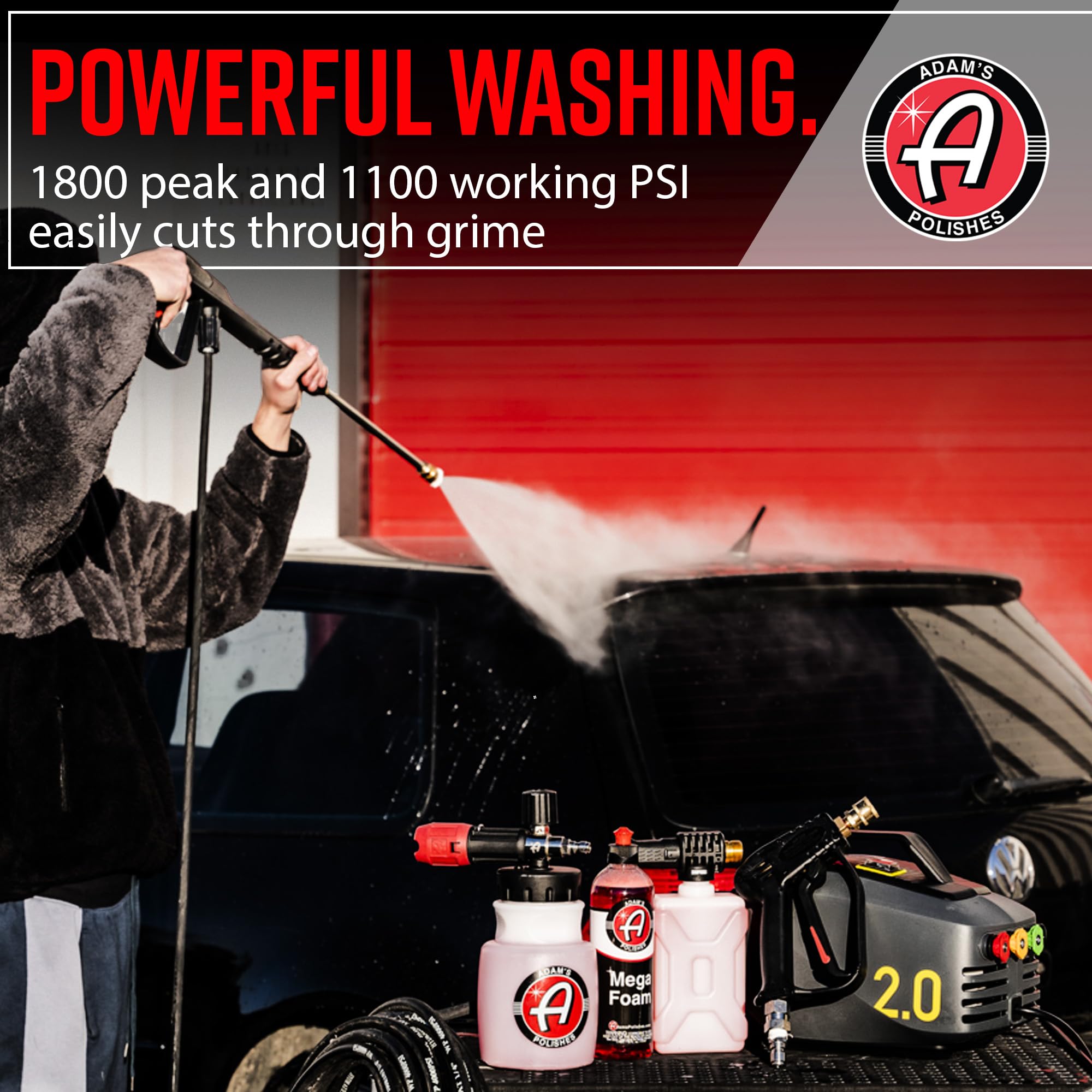 Adam's Polishes Active Pressure Washer 2.0 & Mega Foam Car Soap (5 Item) Powerful, Lightweight, Portable Electric Pressure Washer Sprayer | 1800 PSI, 2.0 GPM | for Car Home Auto Patio RV Motorcycle - Image 7