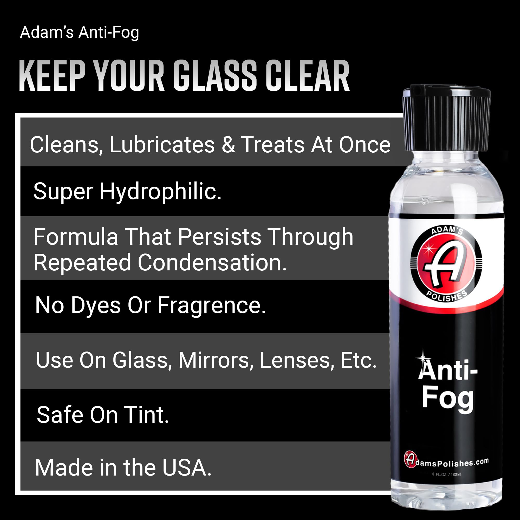 Adam's Polishes Anti-Fog Kit - Glass, Mirror, Shower Door, Visor, Lens Anti-Condensation Treatment | Long-Lasting, Easy Application | Safe for All Surfaces - Helmets, Visors, & Face Shields - Image 2