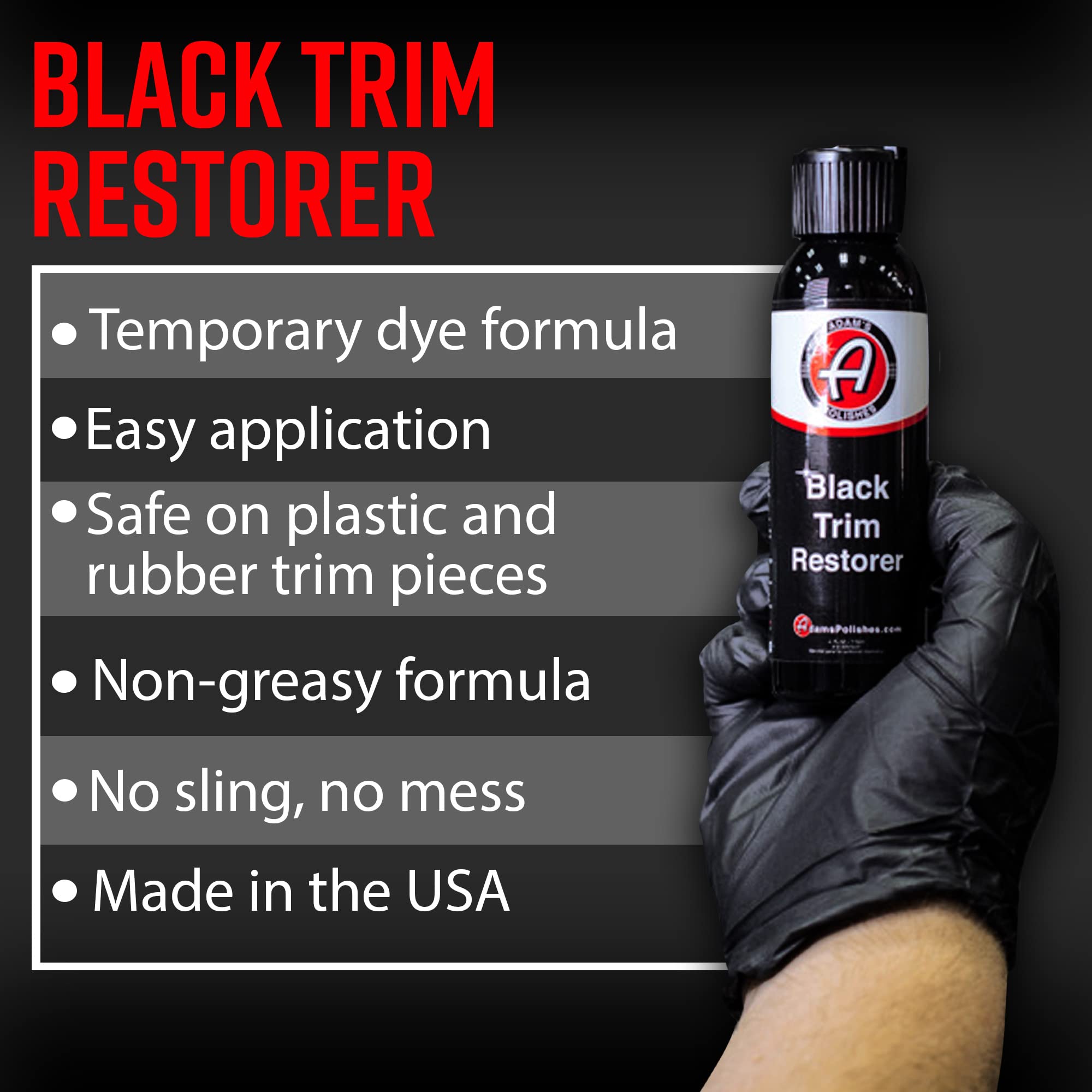 Adam's Polishes Black Trim Restorer (4 oz with Applicator) - Restores Plastic Trim to a Rich, Black Color with a Factory New Appearance, Lasts Several Months Per Treatment - Image 2