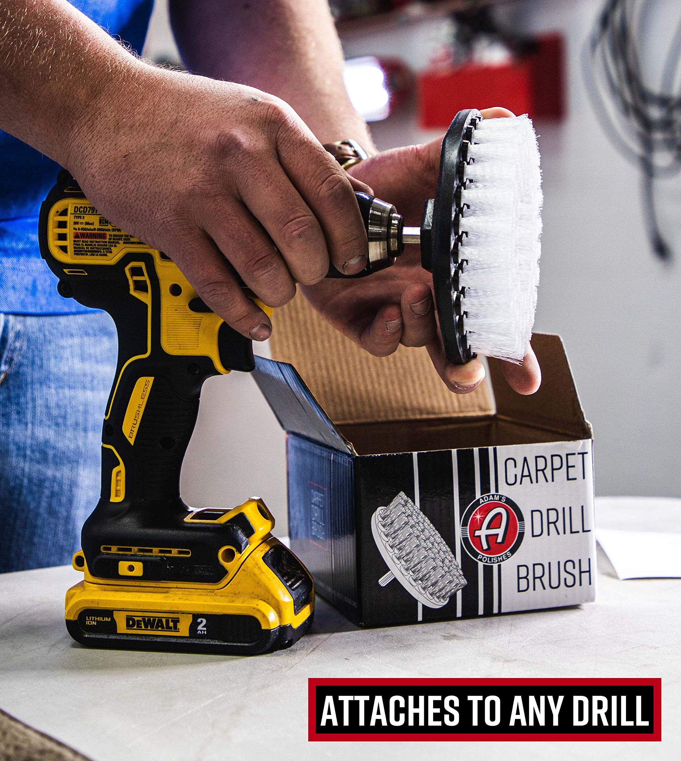 Adam's Polishes Carpet Drill Brush - A Cleaning Tool Attachment For Scrubbing/Cleaning Carpet, Upholstery, Leather Seats & Chairs, Floor Mats, Trunk, Furniture, Interior Boat, RV & Car Accessories - Image 4