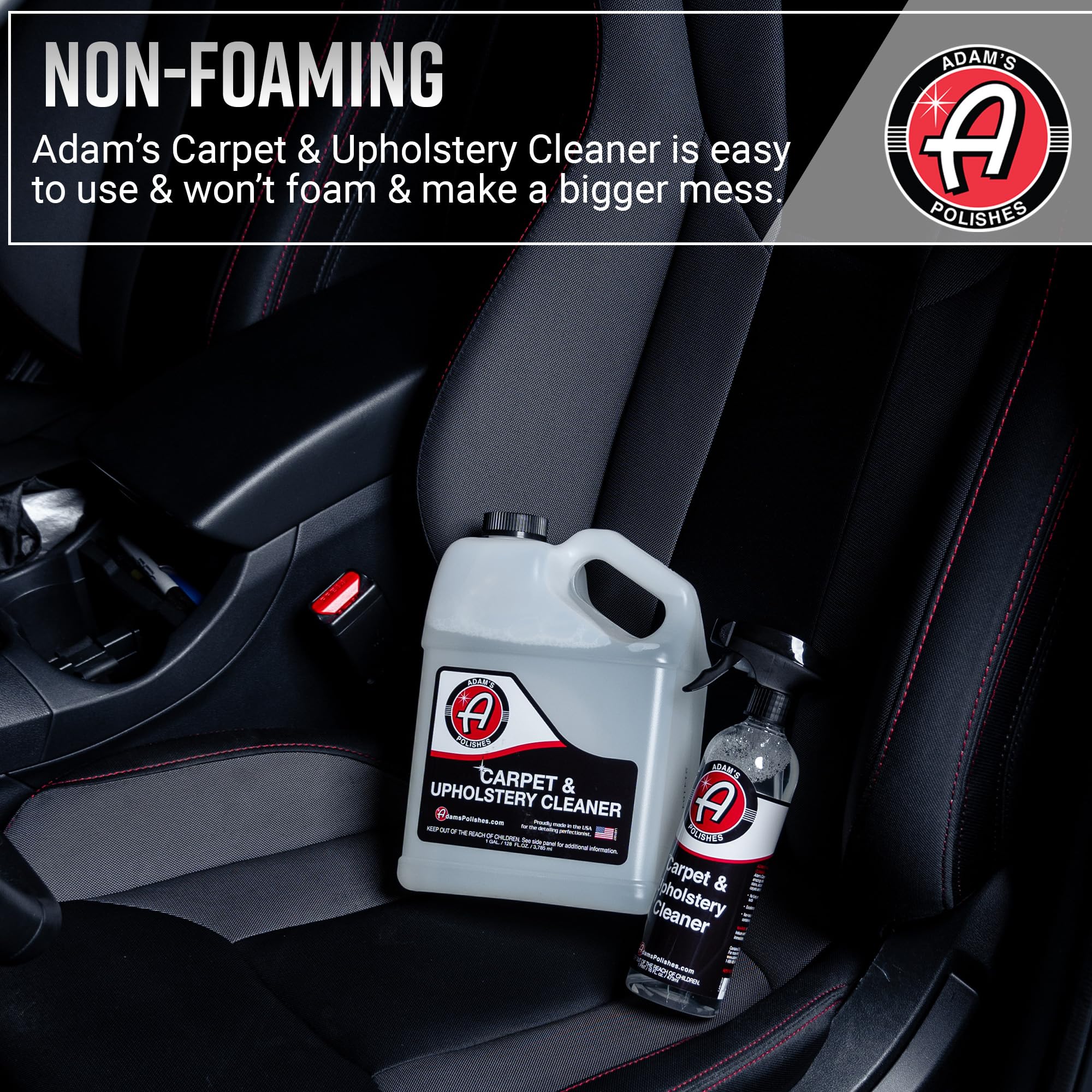 Adam's Polishes Carpet & Upholstery Cleaner - Powerful Car Carpet Cleaner for Auto Detailing, Fabric Interior Solution, Stain Remover Spray for Seat, Floor Mats (128 fl. oz (Gallon)) - Image 3