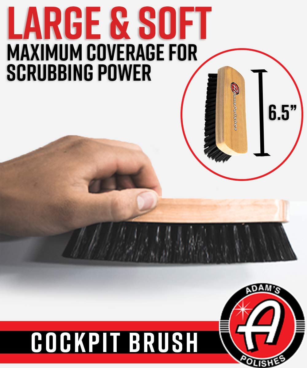 Adam's Polishes Cockpit Detailing Brush - Car Cleaning Brush | Scrub Brush for Interior Leather Cleaner Carpet Upholstery Fabric Shoe Sofa Shower Bathroom Pet | Car Wash Kit - Car Cleaning Supplies - Image 2