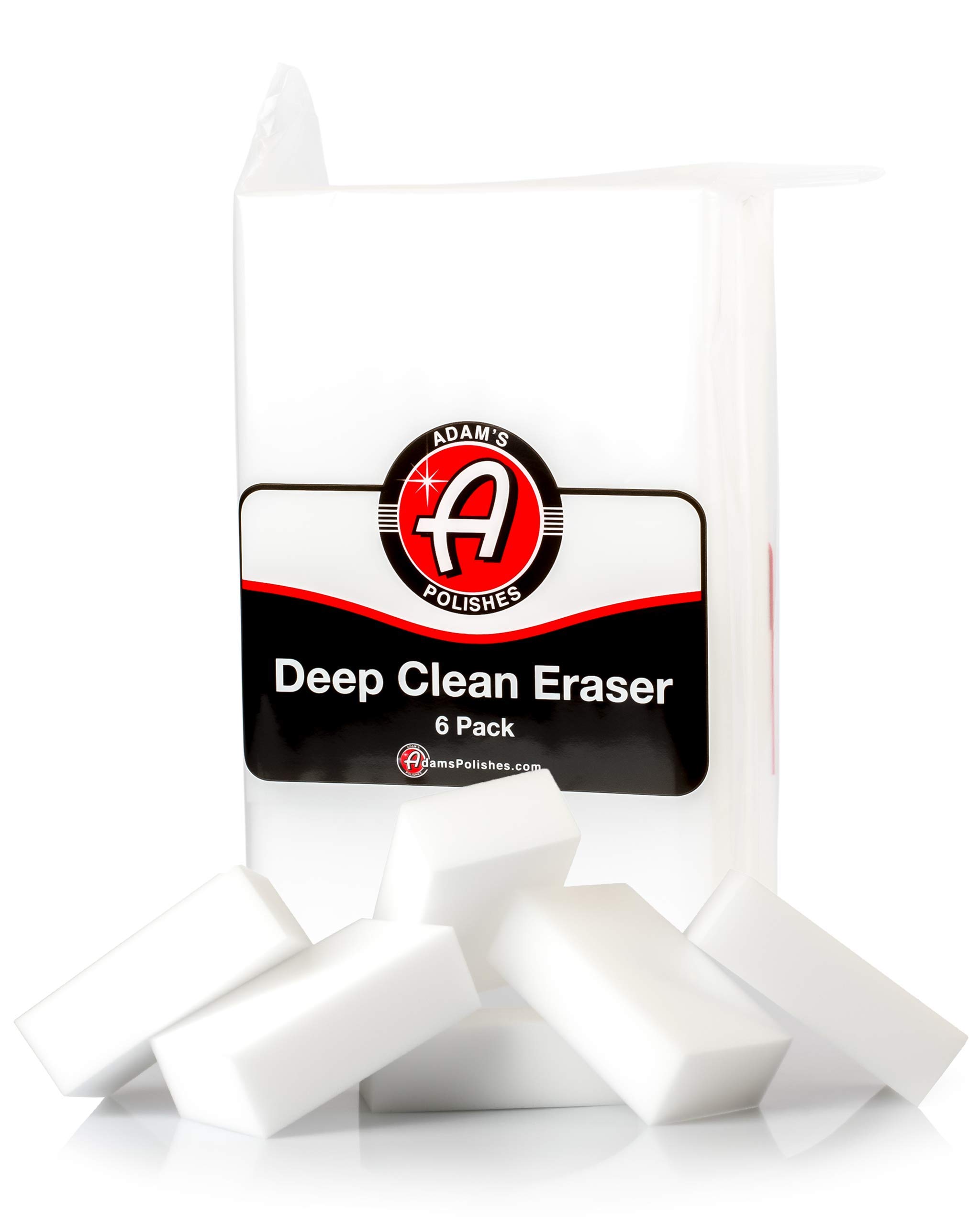 Adam's Polishes Deep Clean Eraser (6 Pack) Soft Abrasive Magic Car Interior Cleaner Foam Sponge for Leather, Vinyl & Plastic | Powerful Car Seat Cleaner Against Heavy Dirt | Motorcycle Boat RV Car