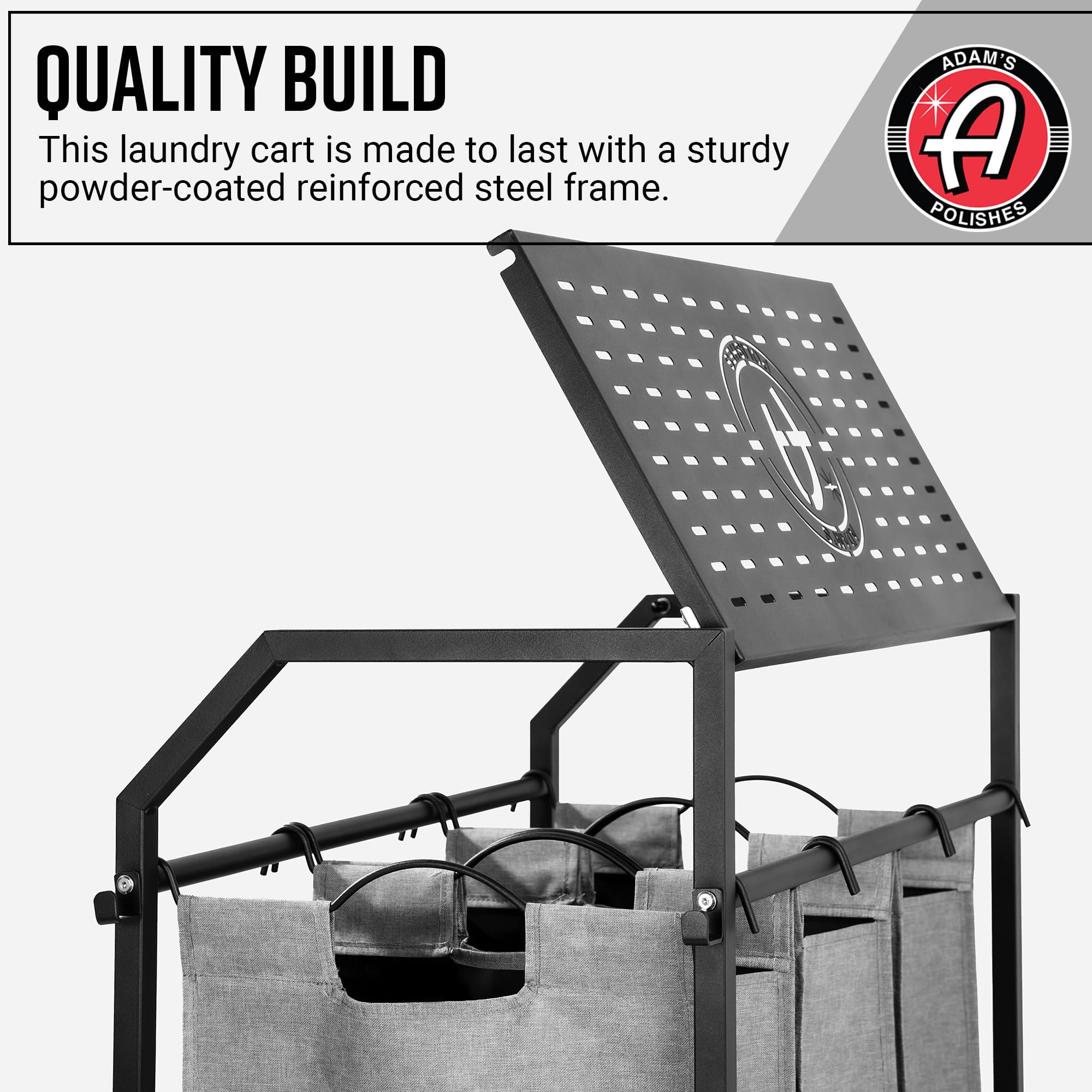 Adam's Polishes Detailing Towel Cart for Dirty Laundry, Cloths, Rags, Clothes, Hamper Basket in Garage, Laundry Room, Home, Storage Etc. - Image 3
