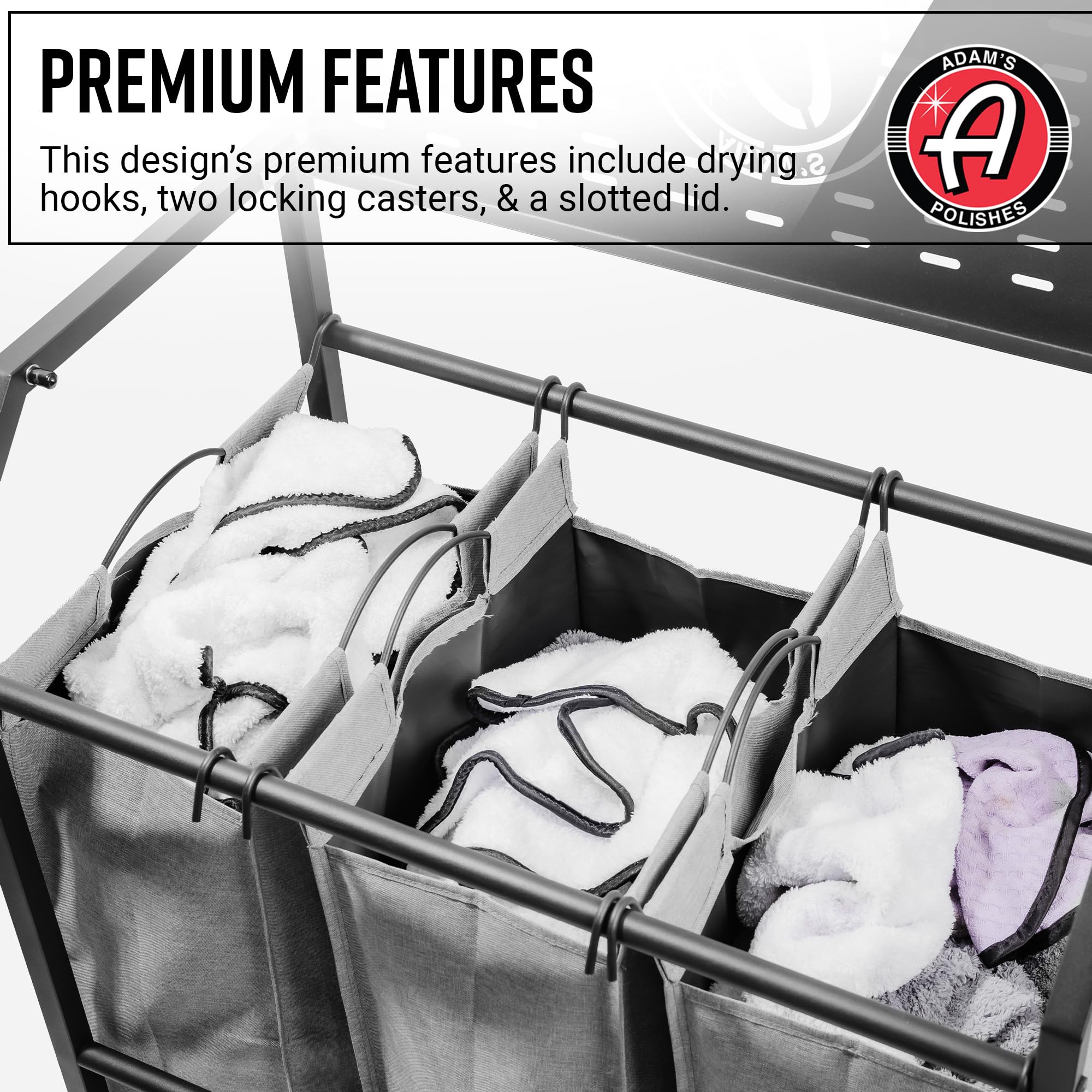 Adam's Polishes Detailing Towel Cart for Dirty Laundry, Cloths, Rags, Clothes, Hamper Basket in Garage, Laundry Room, Home, Storage Etc. - Image 5