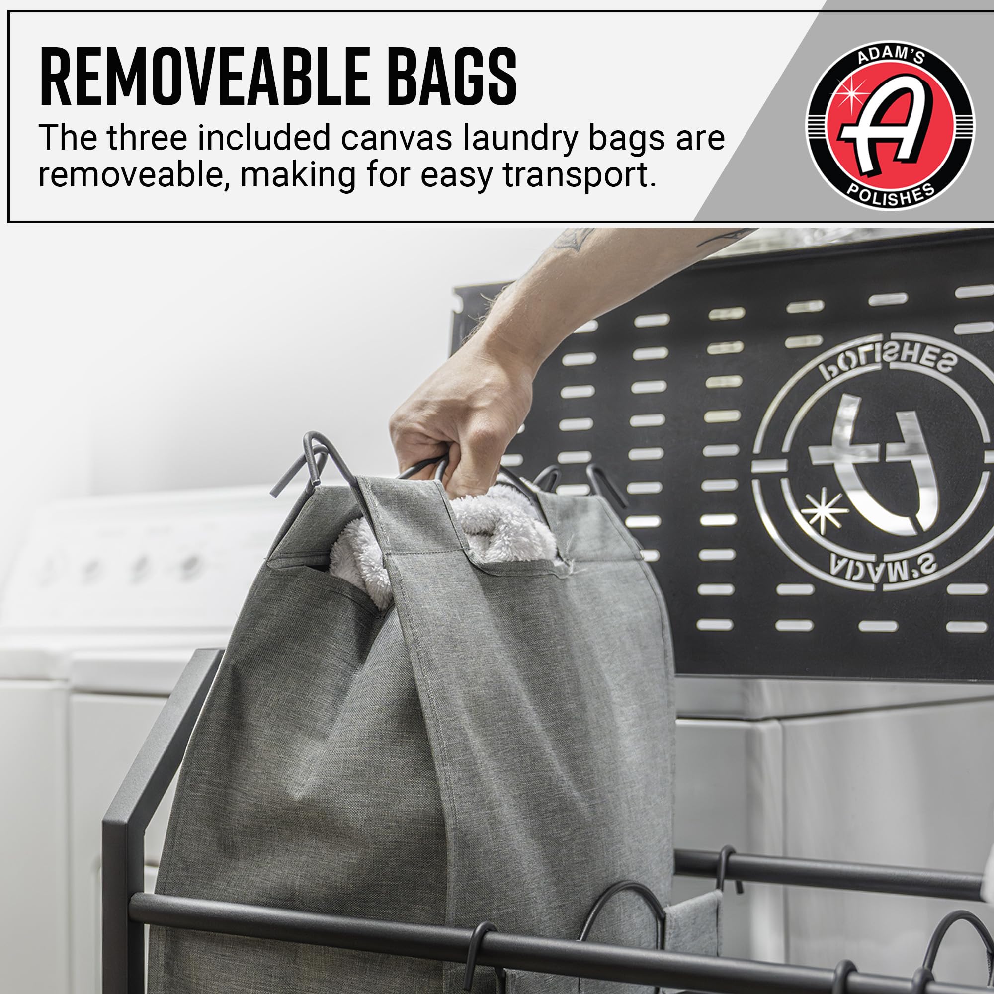 Adam's Polishes Detailing Towel Cart for Dirty Laundry, Cloths, Rags, Clothes, Hamper Basket in Garage, Laundry Room, Home, Storage Etc. - Image 6