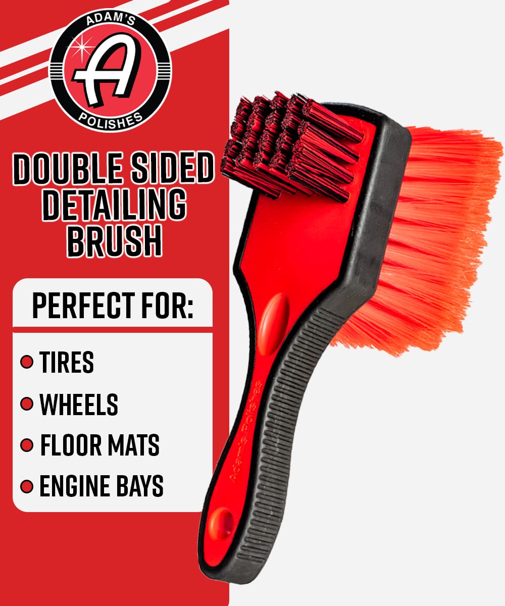 Adam's Polishes Double Sided Car Detailing Brush Wheel Brush & Tire Brush for Wheel Cleaning | Soft, Durable Chemical Resistant Bristles Against The Harshest Wheel & Tire Cleaner - Image 2