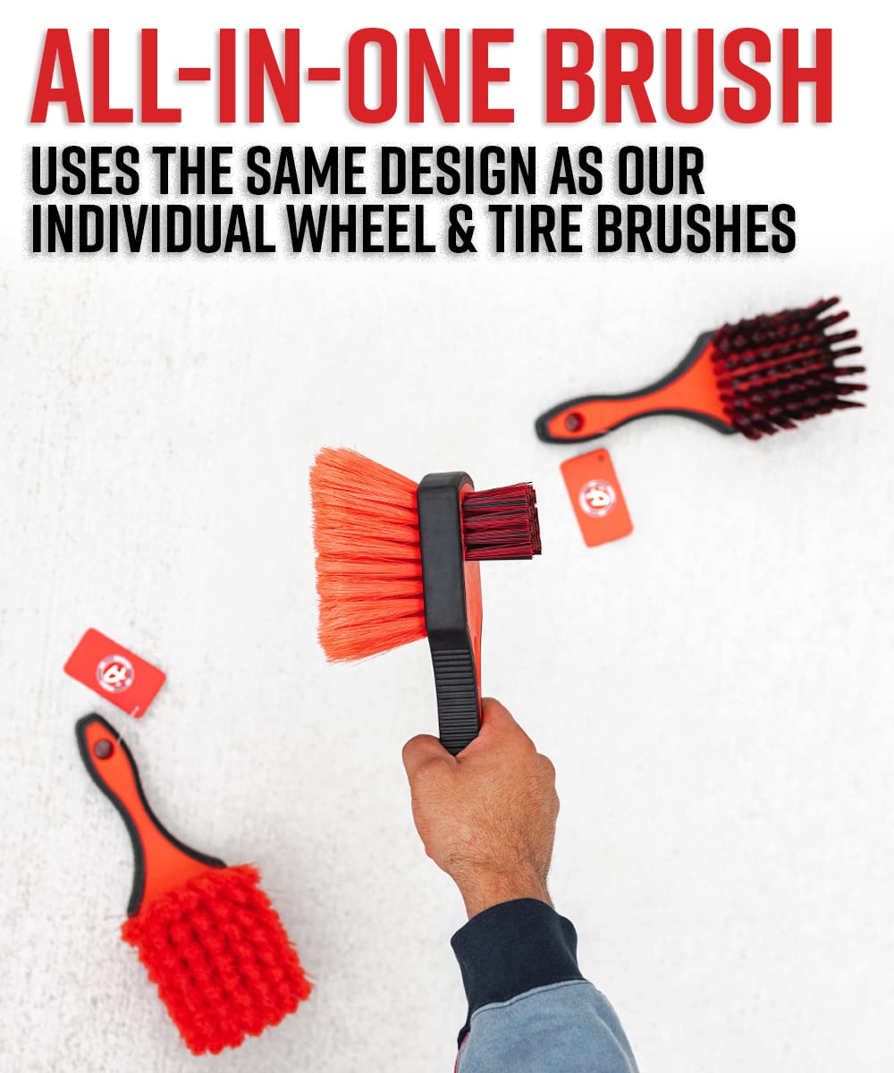 Adam's Polishes Double Sided Car Detailing Brush Wheel Brush & Tire Brush for Wheel Cleaning | Soft, Durable Chemical Resistant Bristles Against The Harshest Wheel & Tire Cleaner - Image 4