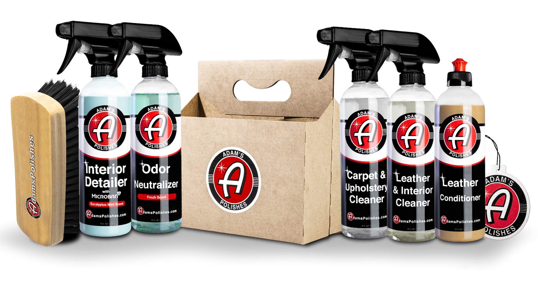 Adam's Polishes Elite Interior - Includes 6 Iconic Cleaning Products for Total Interior Car Detailing | Accessories, Leather Seat Cleaner, Carpet Upholstery, Dash, Vinyl, Air Freshener - Pack of 6