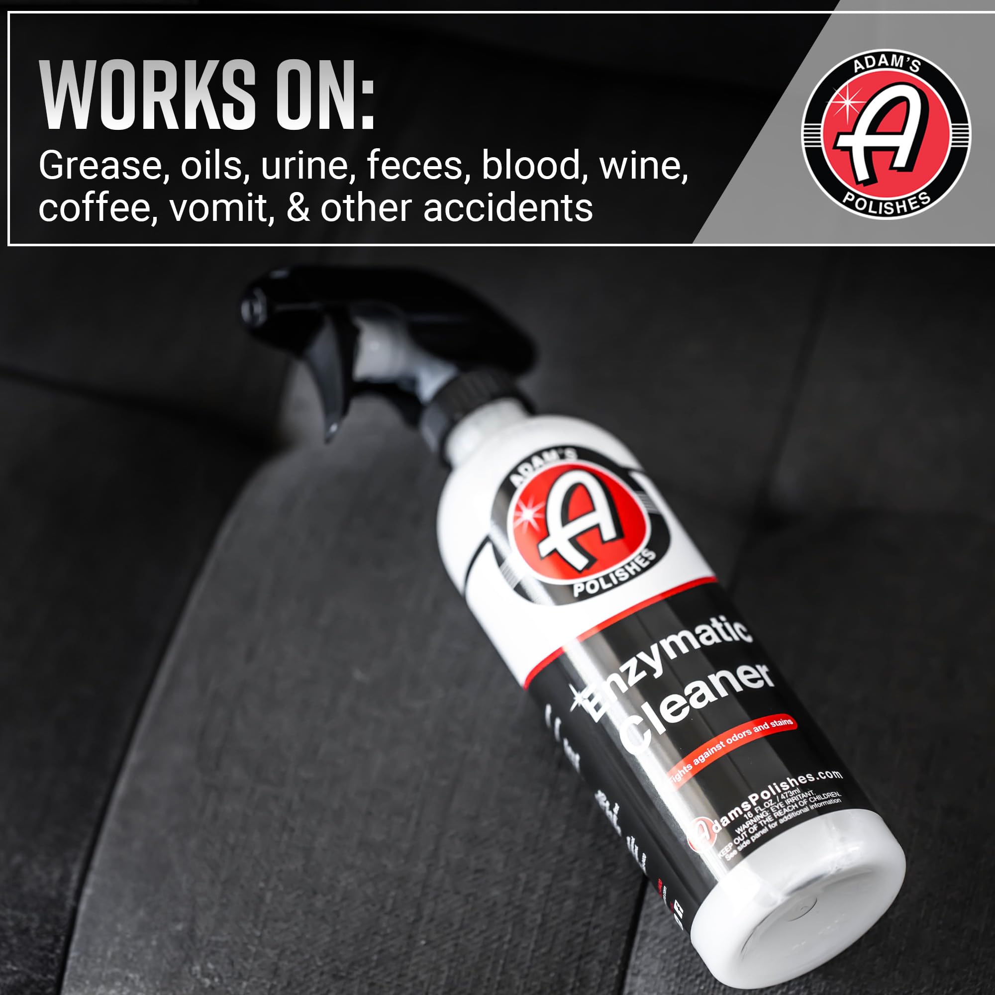 Adam's Polishes Enzymatic Cleaner 16oz - Eliminate Stains & Odors From Extreme Bio-Based Messes - Water-Based, Non-Toxic All Purpose Interior Cleaner - Safe On All Surfaces In Your Home or Vehicle - Image 5