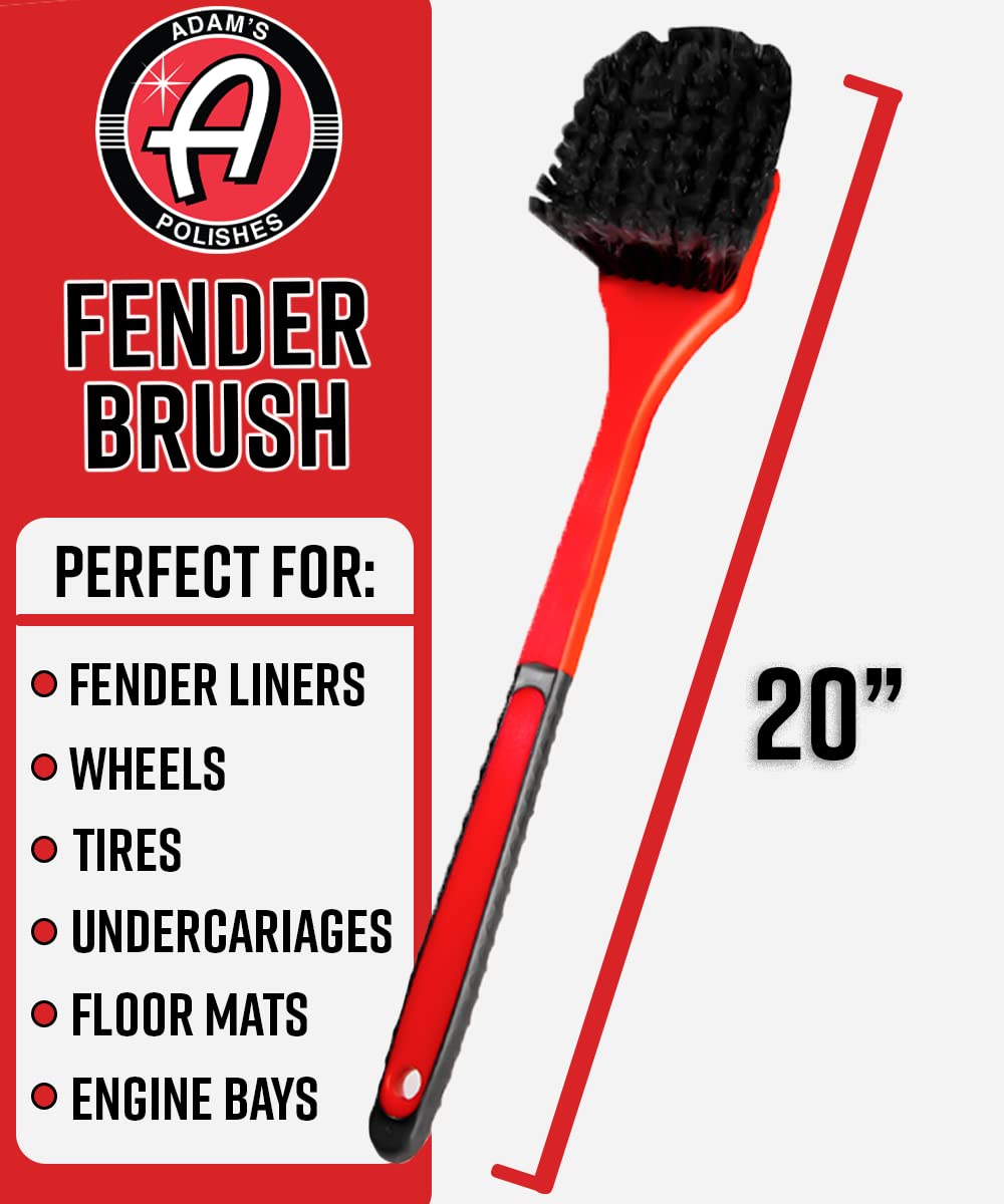 Adam's Polishes Fender Brush - Rubberized, Professional Long Handle Car Wash Brush - Image 2