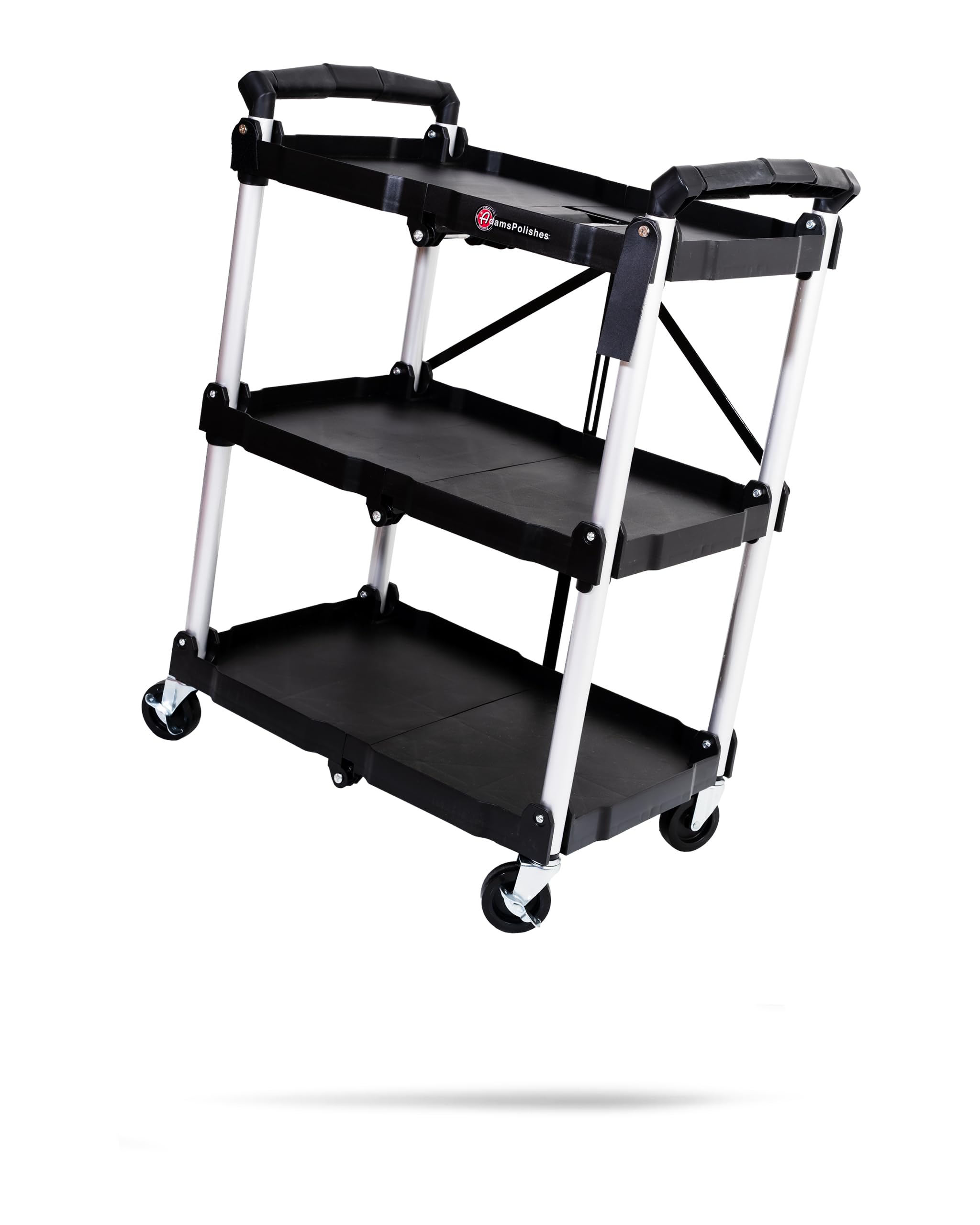 Adam's Polishes Foldable Detailing Cart - Collapsible Storage Utility Rolling Service Cart for Tools, Auto, Home, Garage, Car, Boat, Truck, RV, and More