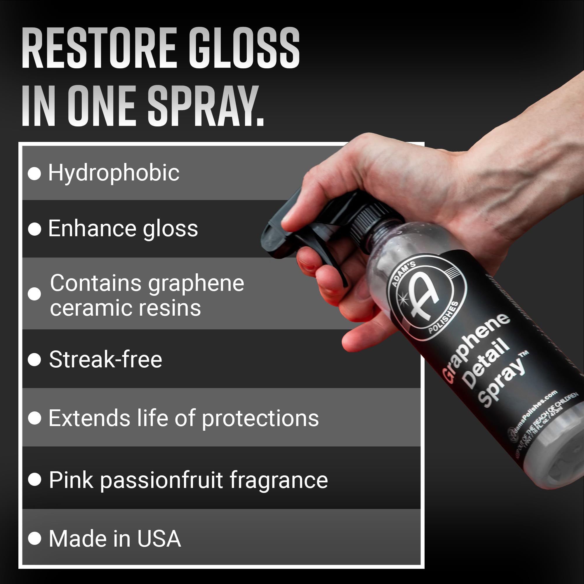 Adam's Polishes Graphene Detail Spray (Gallon) - Extend Protection of Waxes, Sealants, & Coatings | Waterless Detailer Spray For Car Detailing | Clay Bar, Drying Aid, Add Ceramic Graphene Protection - Image 2