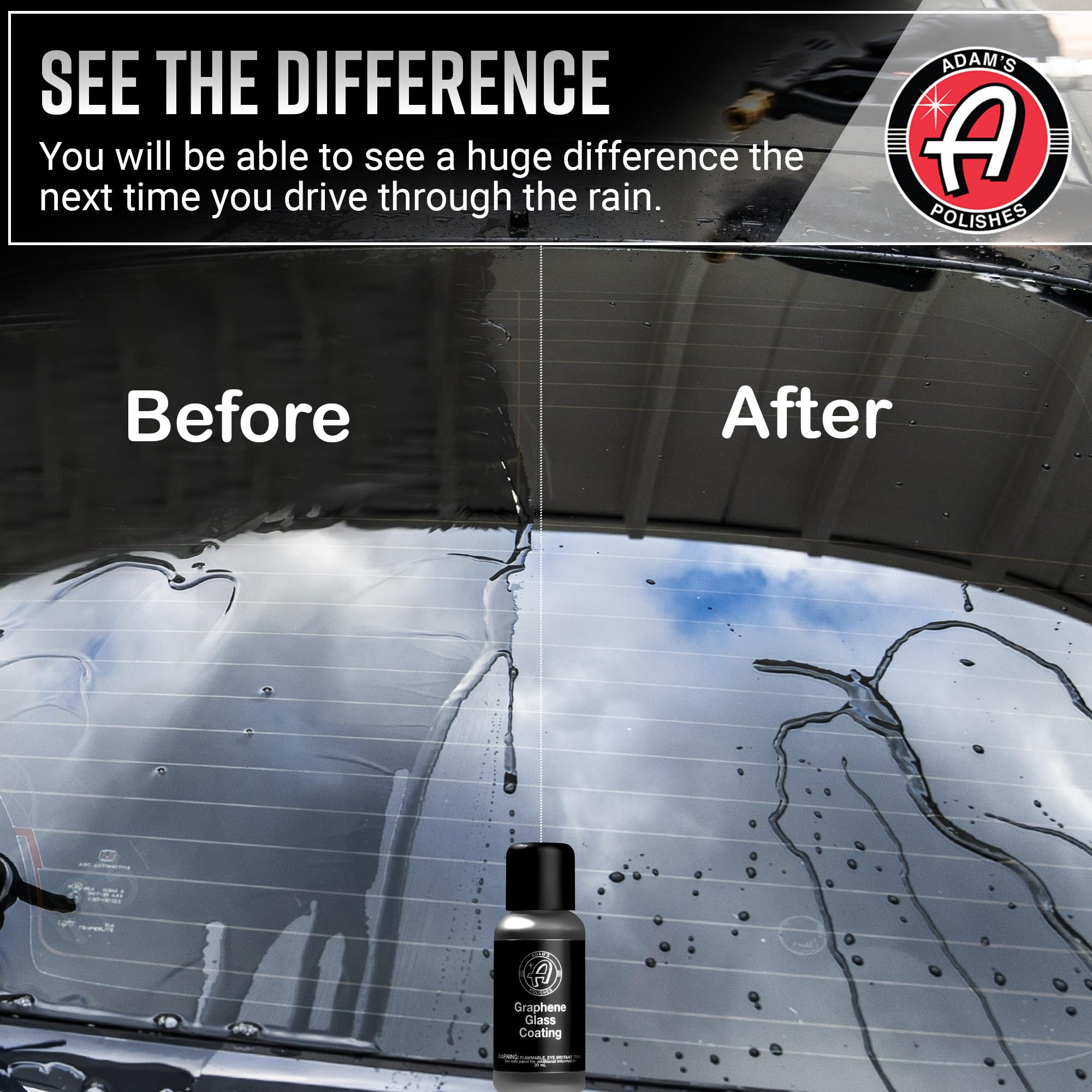 Adam's Polishes Graphene Glass Coating (30ml) - Advanced Rain Windshield Water Repellent for Cars, Shower Doors Mirrors and Other Glass Surfaces | Long Lasting Hydrophobic Graphene Ceramic Coating - Image 4