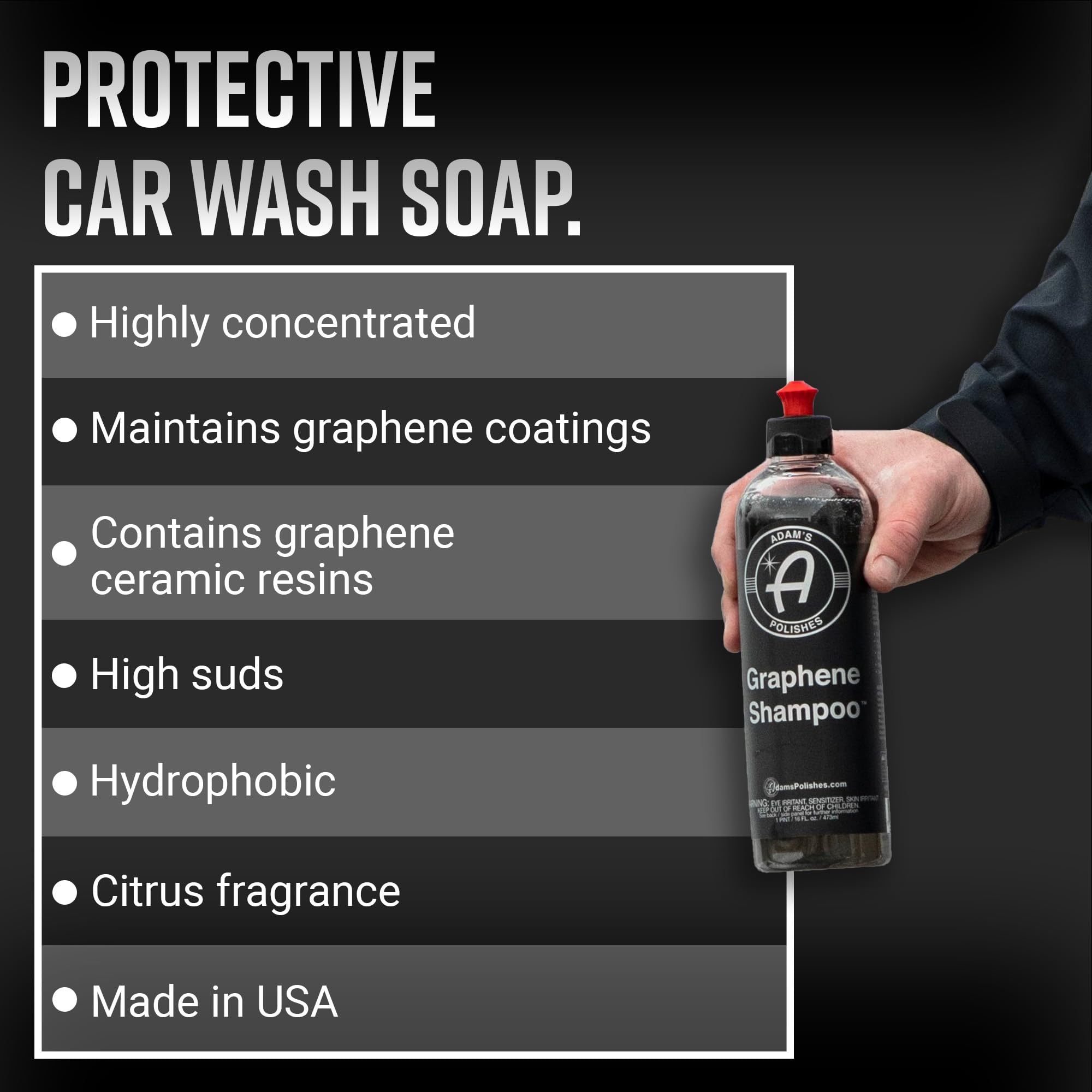 Adam's Polishes Graphene Shampoo 16oz - Ceramic Coating Infused Car Wash Soap - Powerful Cleaner & Protection In One Step - pH Neutral, High Suds For Foam Cannon, Foam Gun, Or Detailing Bucket - Image 2