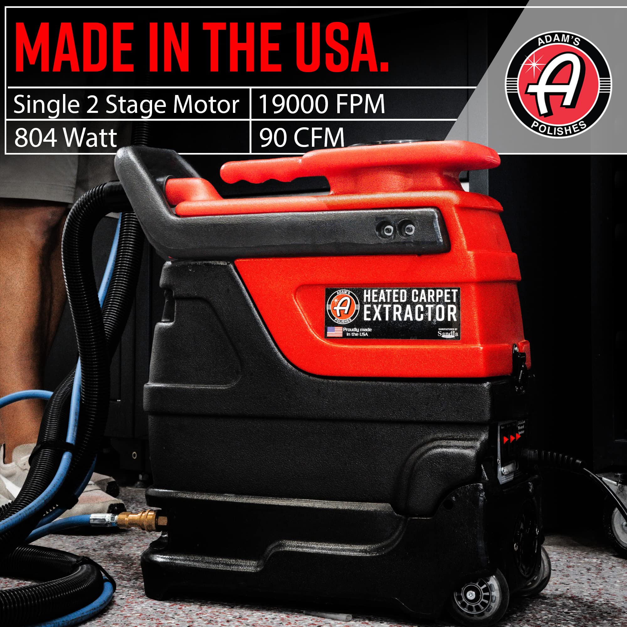 Adam's Polishes Heated Carpet Extractor - Powerful 200 Degree Spot and Upholstery Cleaner, Clear Head Hand Tool, 15 Foot Hose, Easy Dirt and Spot Removal for Vehicles - Image 3
