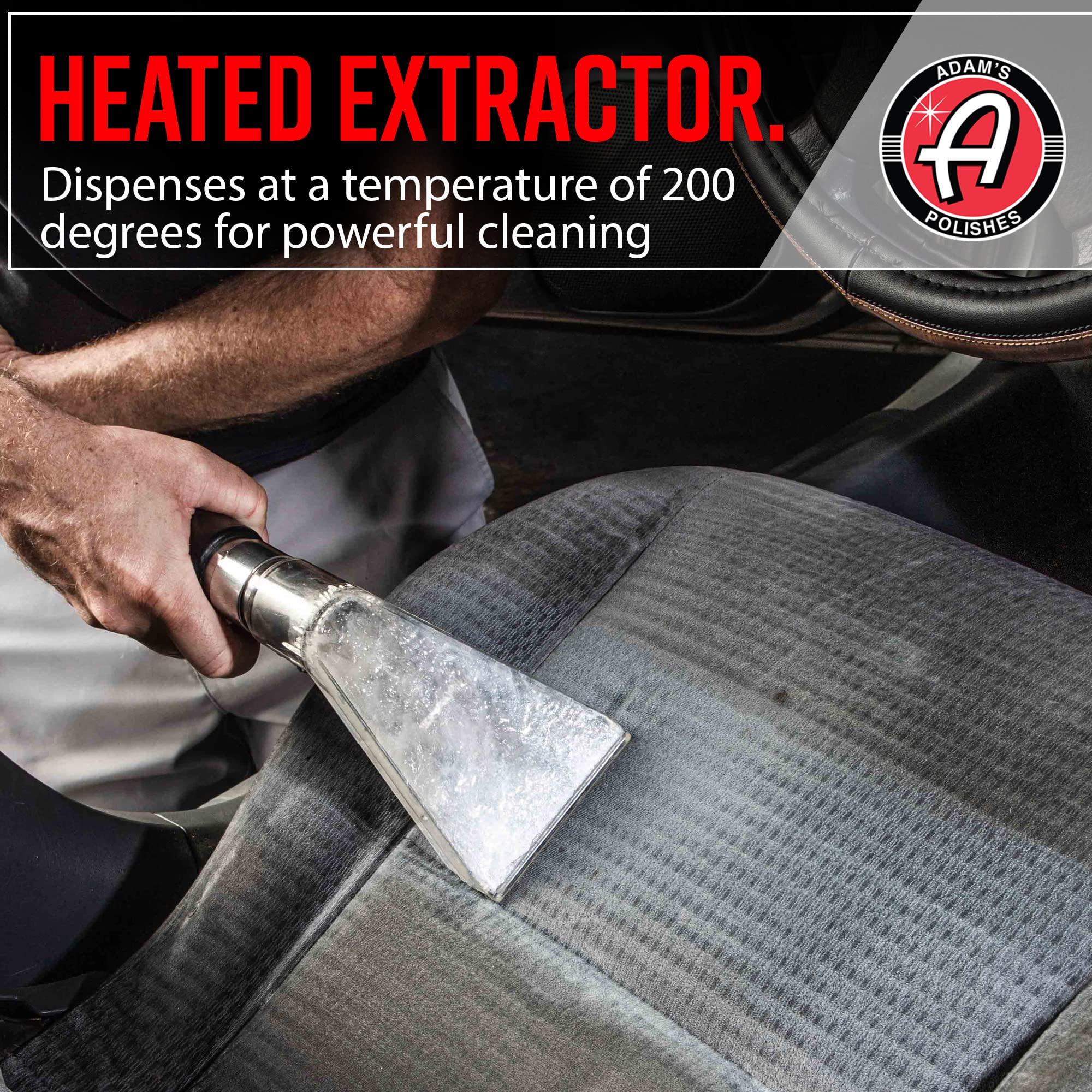 Adam's Polishes Heated Carpet Extractor - Powerful 200 Degree Spot and Upholstery Cleaner, Clear Head Hand Tool, 15 Foot Hose, Easy Dirt and Spot Removal for Vehicles - Image 4