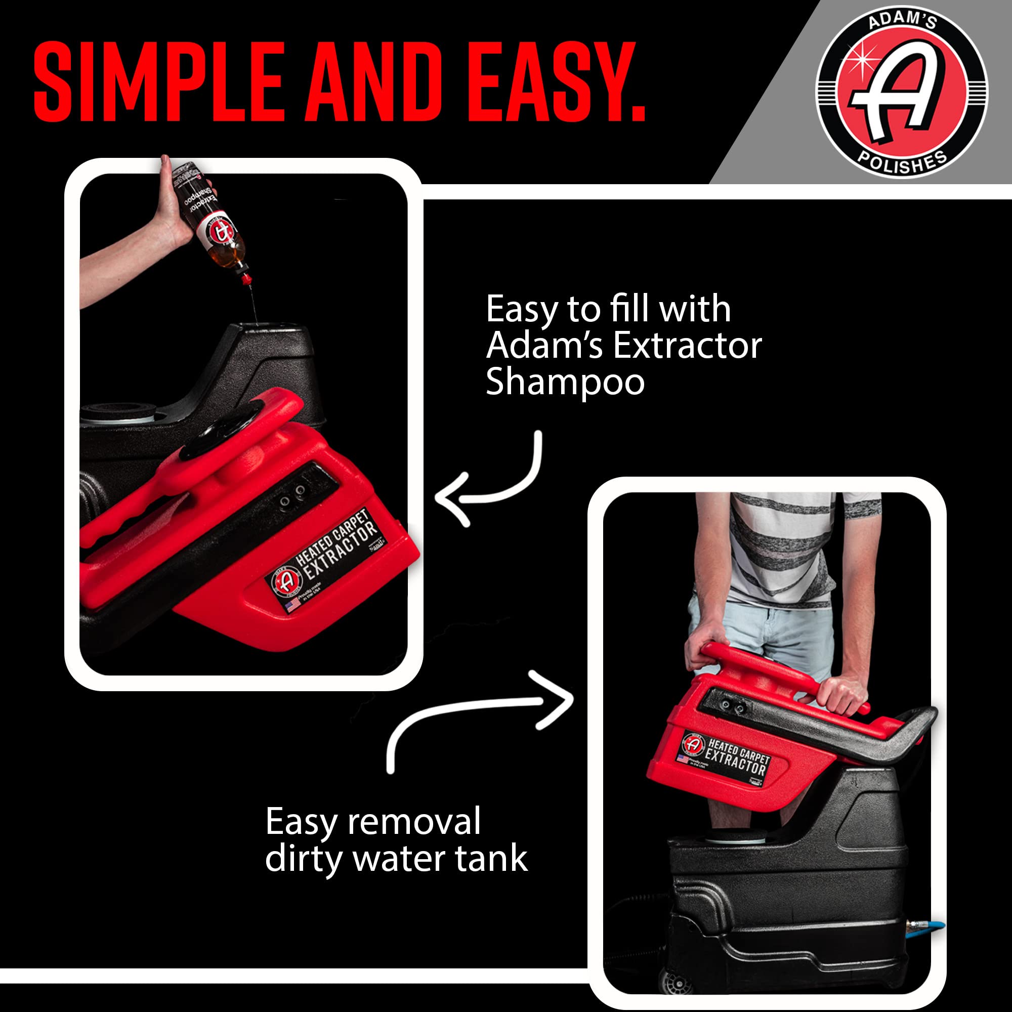 Adam's Polishes Heated Carpet Extractor - Powerful 200 Degree Spot and Upholstery Cleaner, Clear Head Hand Tool, 15 Foot Hose, Easy Dirt and Spot Removal for Vehicles - Image 7