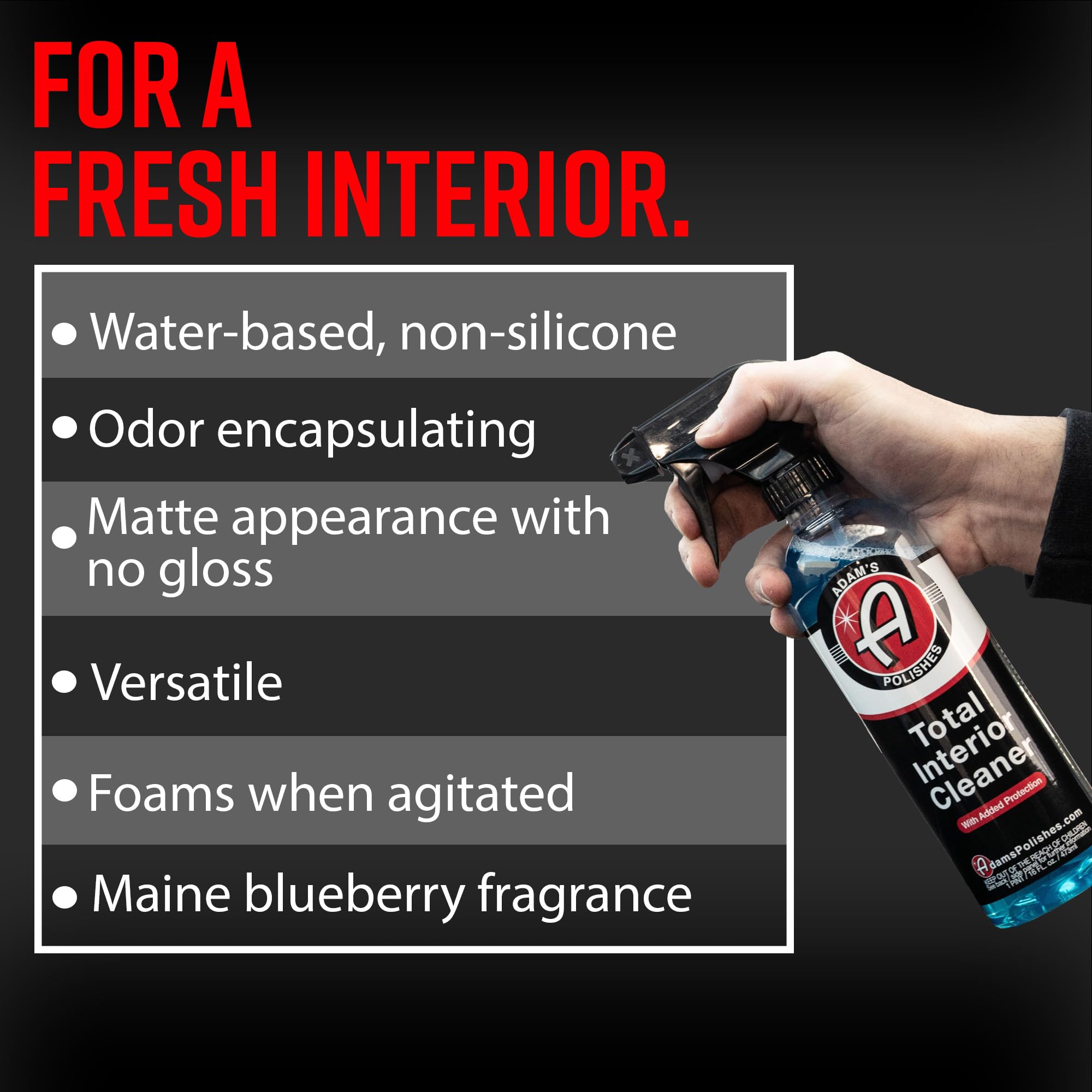 Adam's Polishes Interior Cleaner & Protectant (16oz) (2-Pack), Quick Detailer & SiO2 Protection, Ceramic Infused UV Protection, Anti-Static, For Leather, Vinyl, Plastics, Glass - Image 2