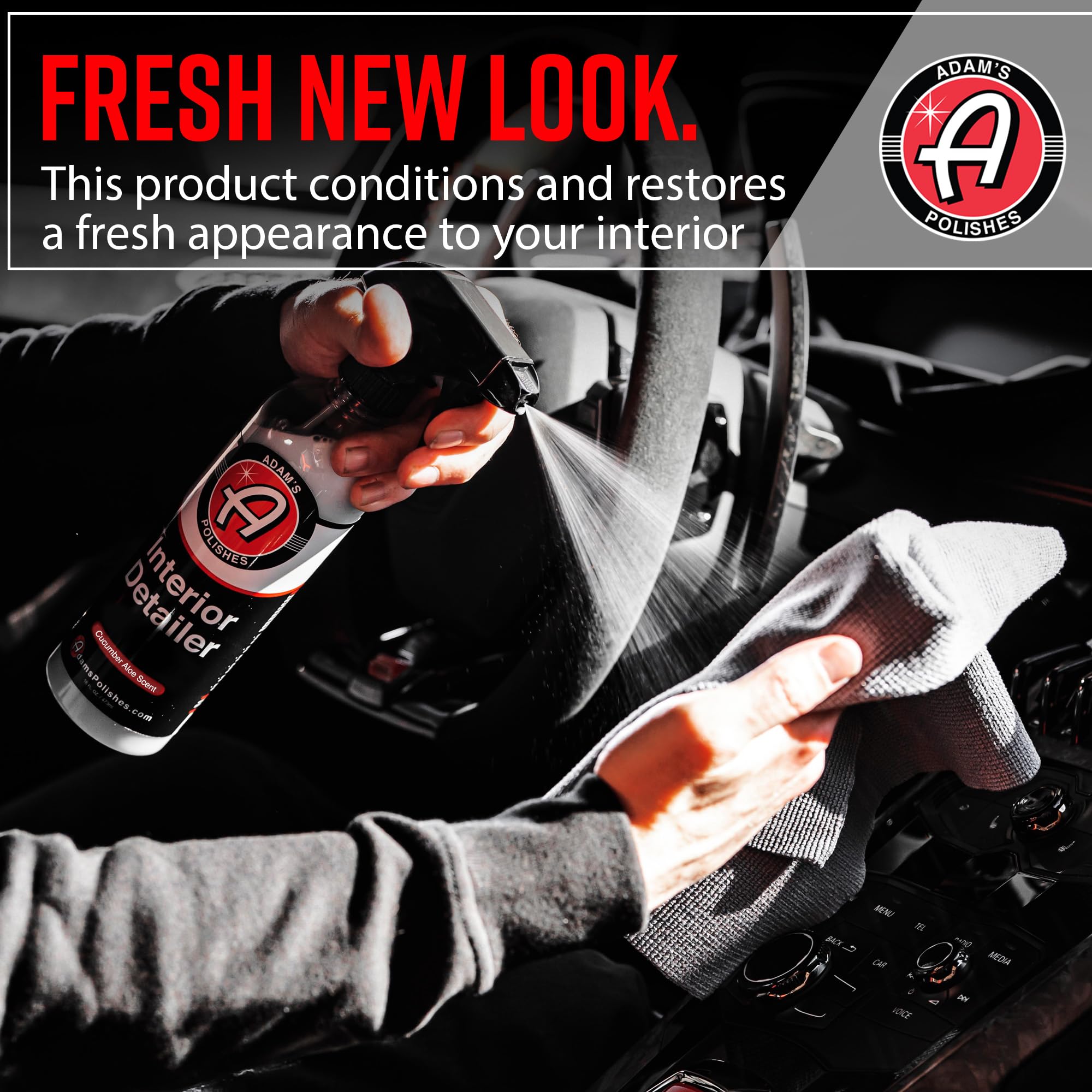 Adam's Polishes Interior Detailer 16 fl. oz (Cucumber Aloe) - Total Car Interior Cleaner, Protectant & Dressing | All Purpose Cleaner & Leather Conditioner | Vinyl, Dashboard, Screen, Seat Cleaner - Image 6