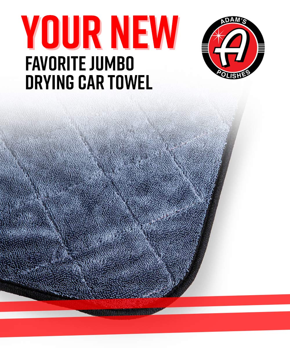 Adam's Polishes Jumbo Plush Drying Towel 33 x 29 inches 1500 GSM - Absorbent Microfiber (1 Pack), White - Image 2
