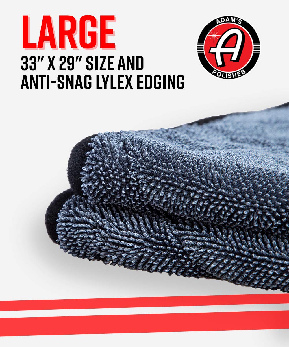 Adam's Polishes Jumbo Plush Drying Towel 33 x 29 inches 1500 GSM - Absorbent Microfiber (1 Pack), White - Image 5
