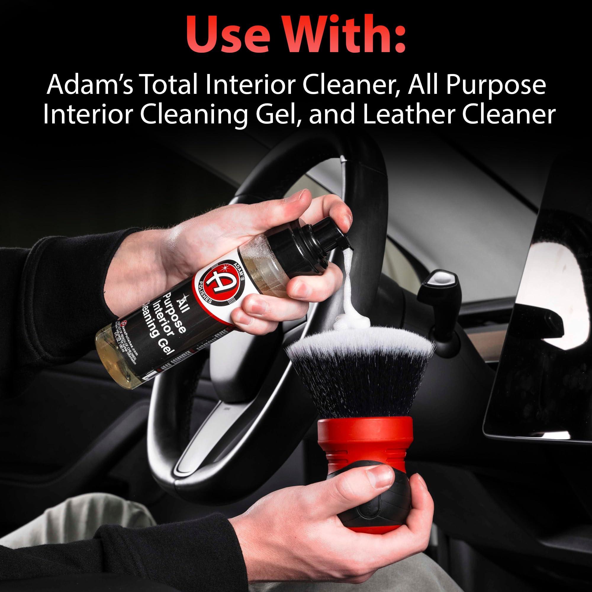 Adam's Polishes Large Multi-Purpose Detailing Brush Car Cleaning Brush Nylon Soft Bristles for Dusting or Scrubbing Interior & Delicate Surfaces, Screens, Seats, Leather, Vinyl, & More - Image 5