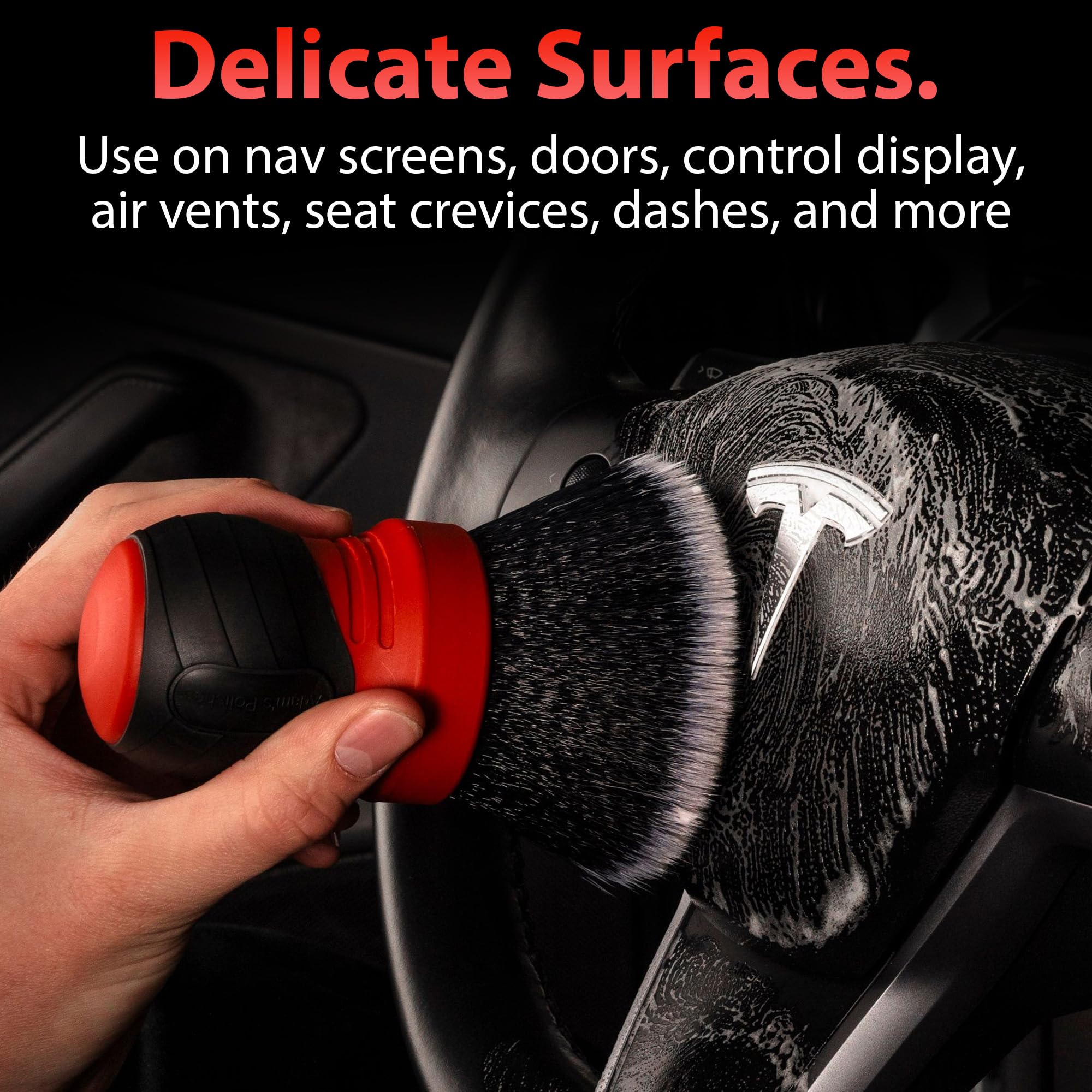 Adam's Polishes Large Multi-Purpose Detailing Brush Car Cleaning Brush Nylon Soft Bristles for Dusting or Scrubbing Interior & Delicate Surfaces, Screens, Seats, Leather, Vinyl, & More - Image 7