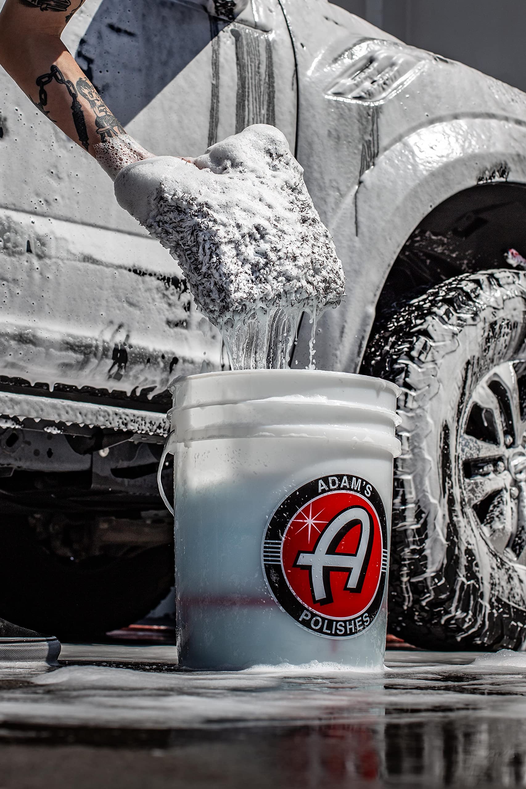Adam's Polishes Microfiber 10” Car Wash Pad - Safe, Scratch-Free Washing for All Vehicle Surfaces - White, Grey - 10 x 10 Inches - 70/30 Microfiber & Foam - Machine Washable - Image 3