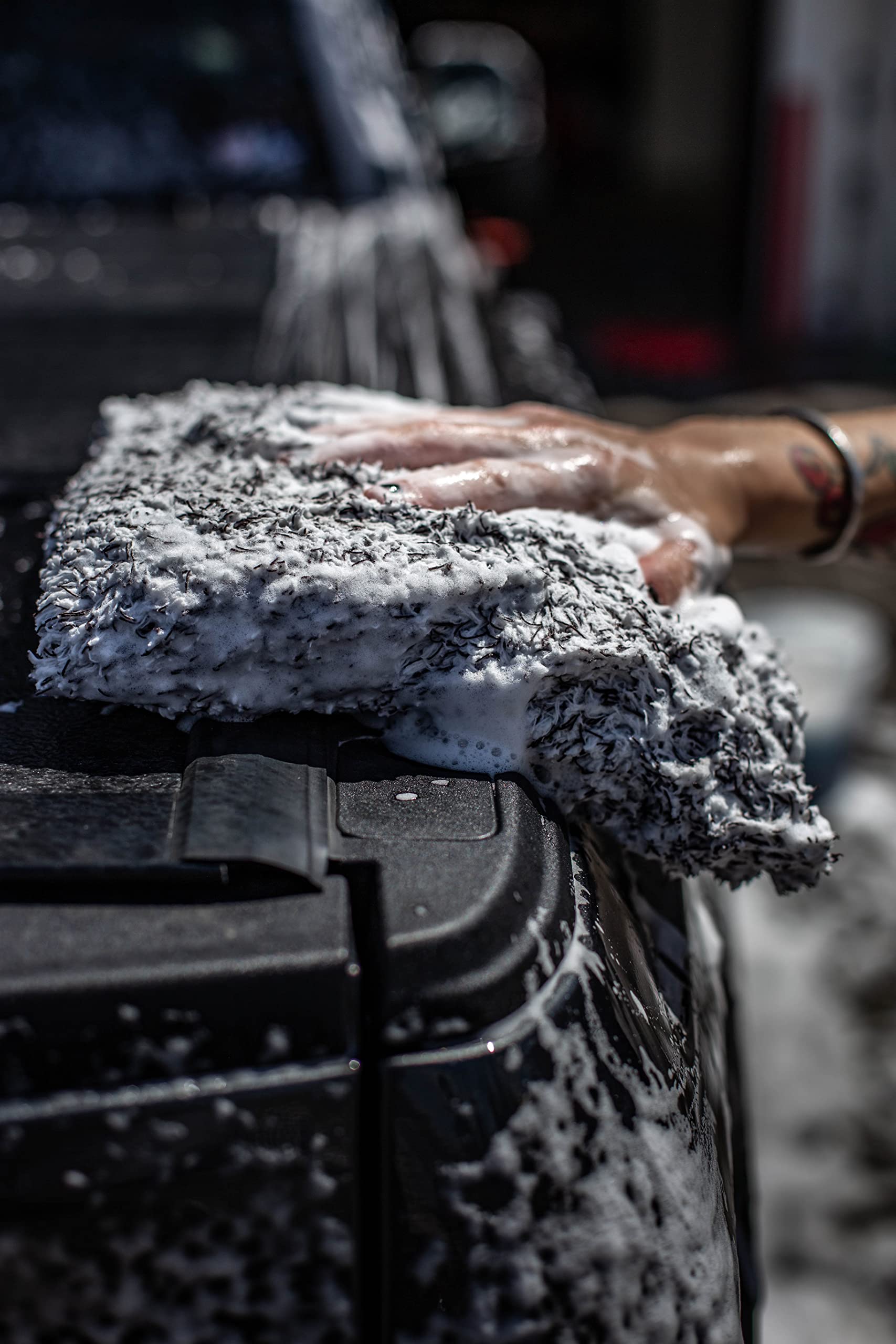 Adam's Polishes Microfiber 10” Car Wash Pad - Safe, Scratch-Free Washing for All Vehicle Surfaces - White, Grey - 10 x 10 Inches - 70/30 Microfiber & Foam - Machine Washable - Image 5