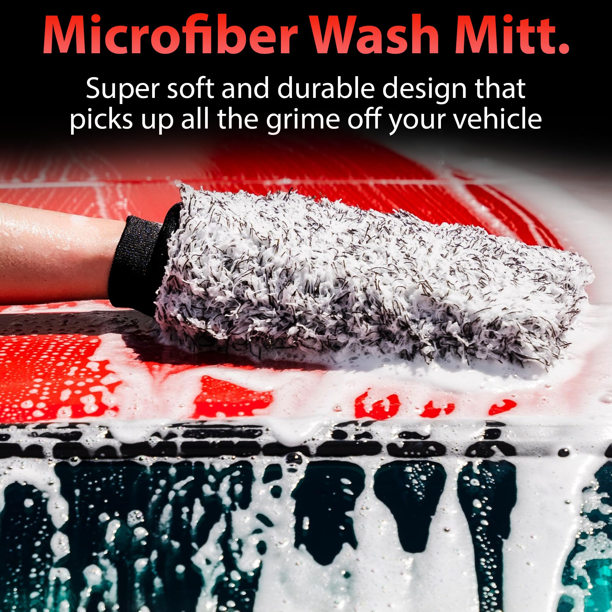 Adam's Polishes Microfiber Car Wash Mitt, Car Sponge Wrapped in Soft, Plush Fiber Cloth Material, Safe Washing with Any Car Soap, Bucket, Foam Gun, Foam Cannon, Other Cleaning Supplies - Image 2