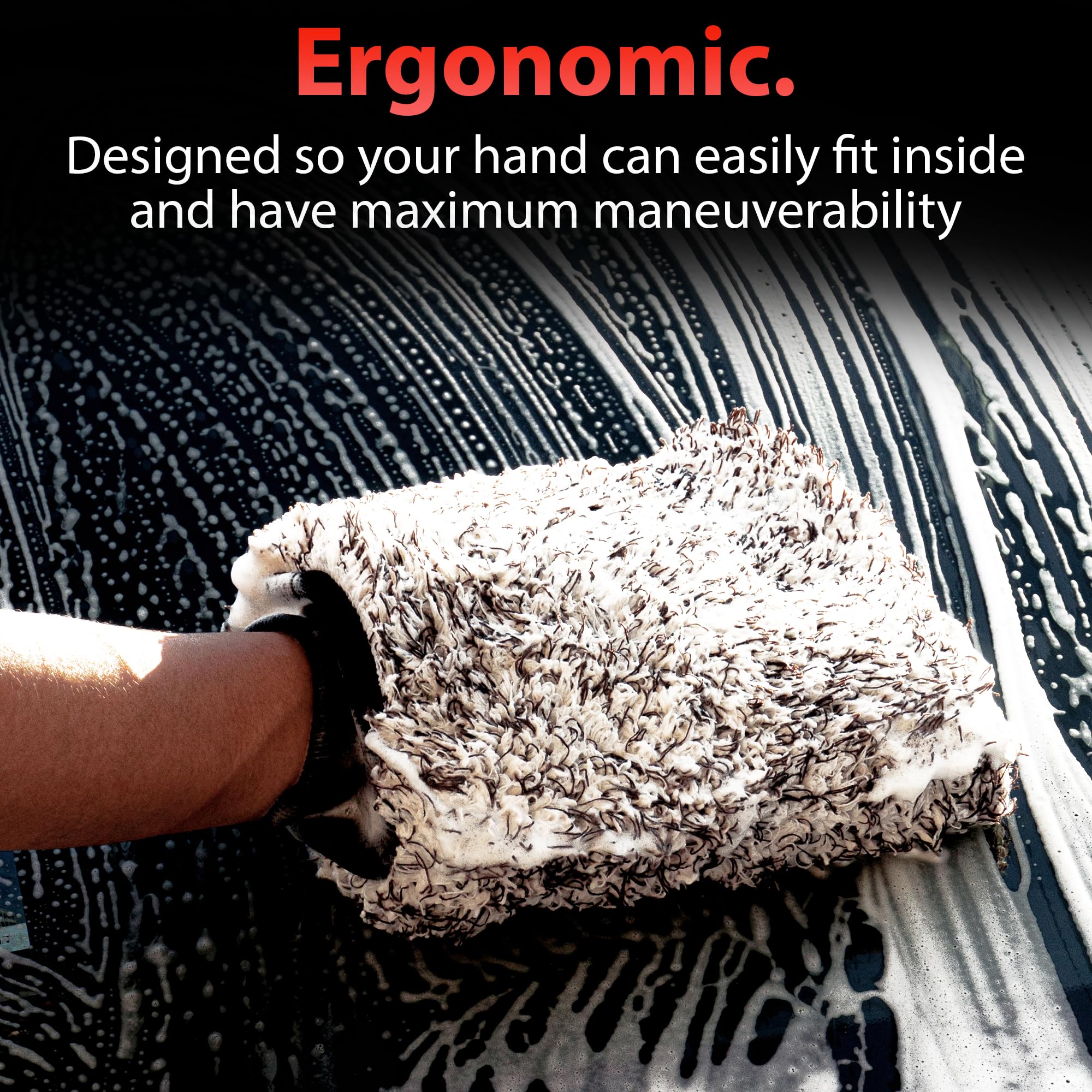 Adam's Polishes Microfiber Car Wash Mitt, Car Sponge Wrapped in Soft, Plush Fiber Cloth Material, Safe Washing with Any Car Soap, Bucket, Foam Gun, Foam Cannon, Other Cleaning Supplies - Image 4