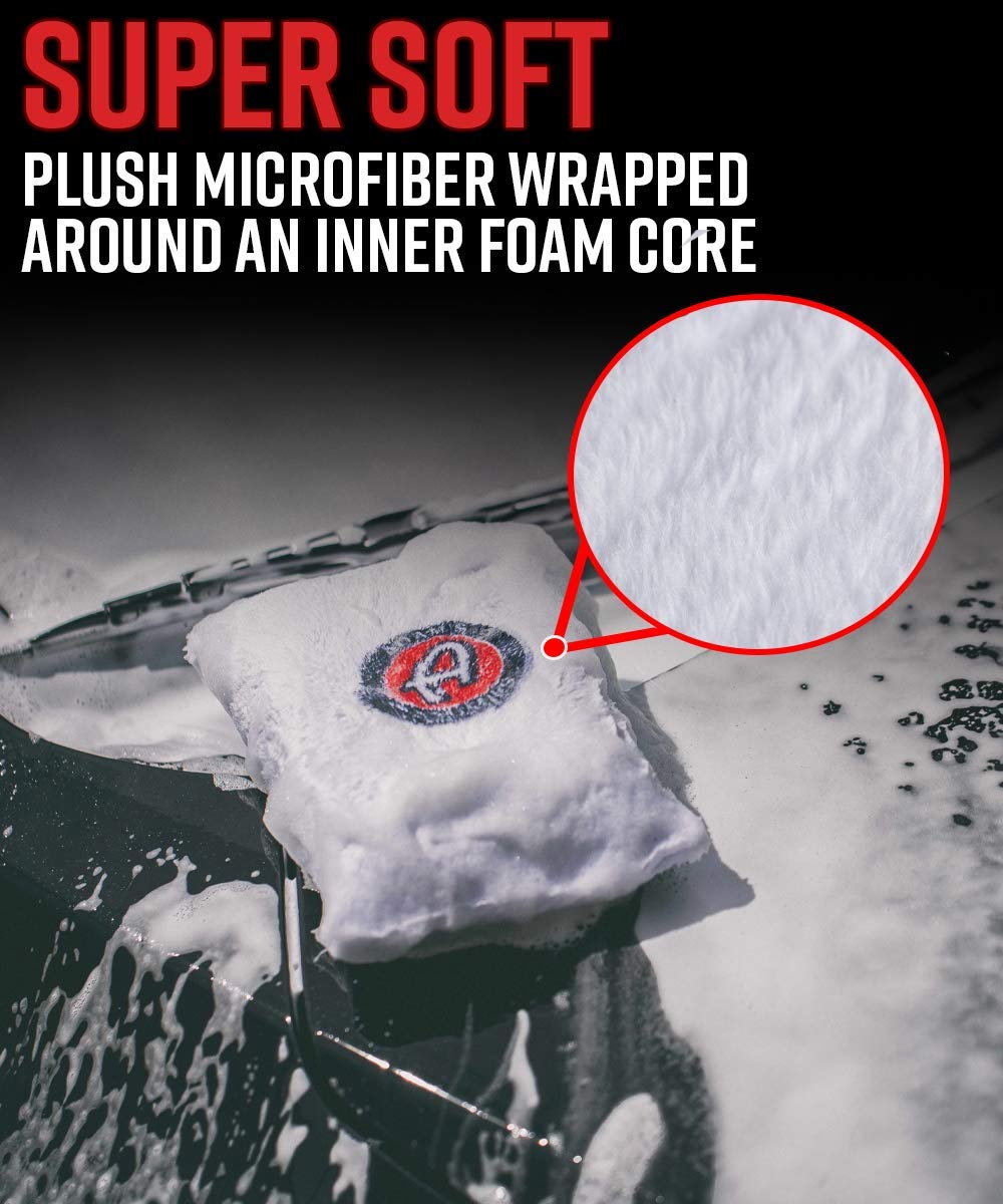 Adam's Polishes Microfiber Car Wash Sponge (2 Pack) – Premium Scratch Free Mitt for Car Cleaning | Car Detailing Accessory Works with Bucket, Car Shampoo, Foam Cannon or Foam Gun | Boat RV Motorycle - Image 3