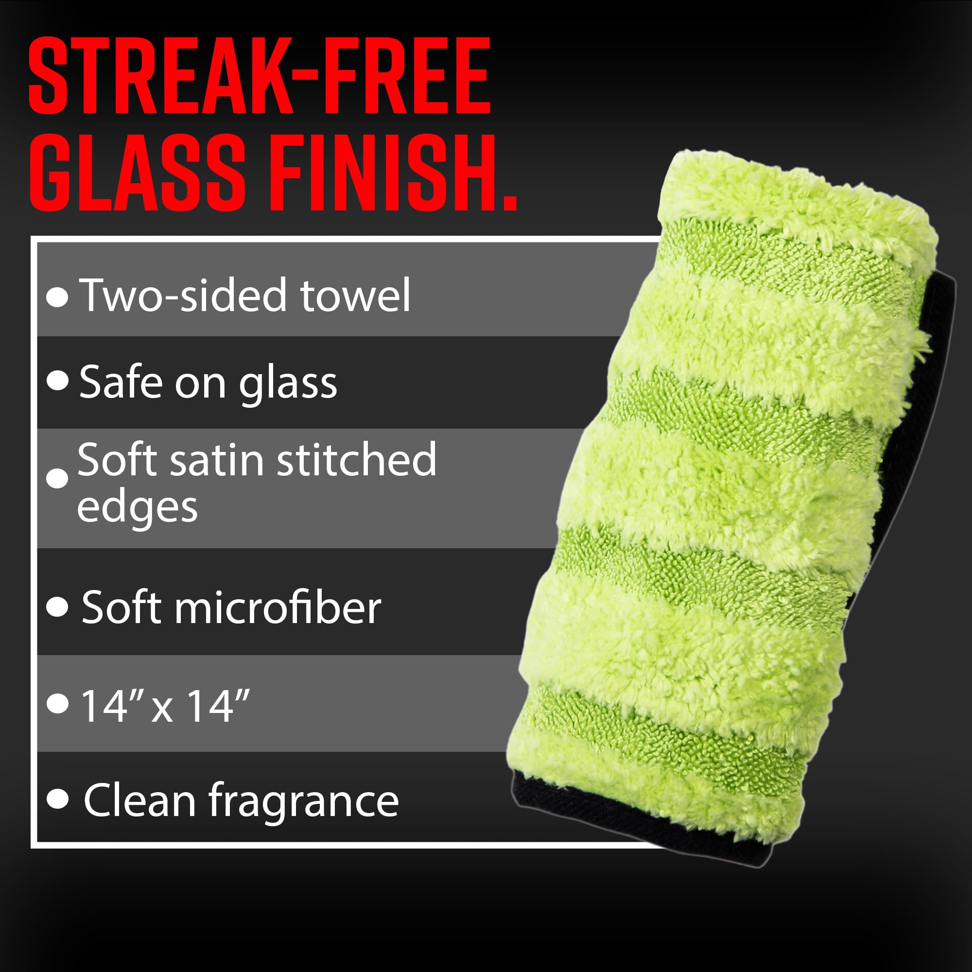 Adam's Polishes Microfiber Glass Cleaning Towel - Two Sided, Streak Free Glass Cleaning Towel - Soft Satin Stitched Edges 540 GSM (2 Pack) - Image 2